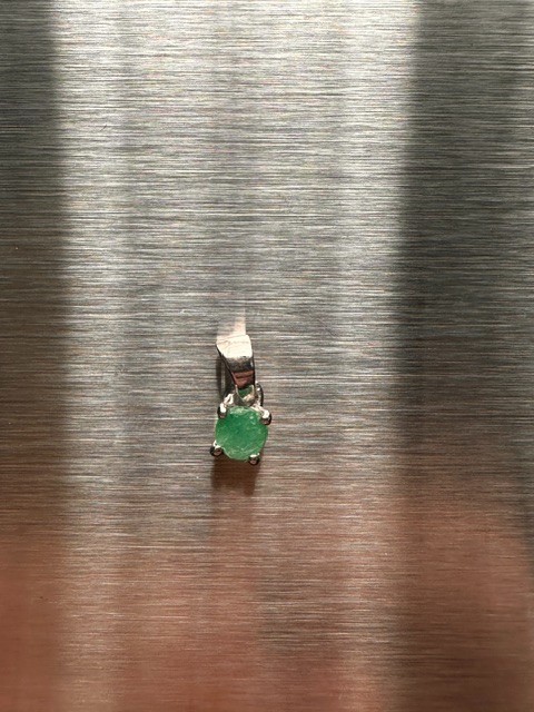 925 Sterling Silver 4mm Natural Emerald Pendant