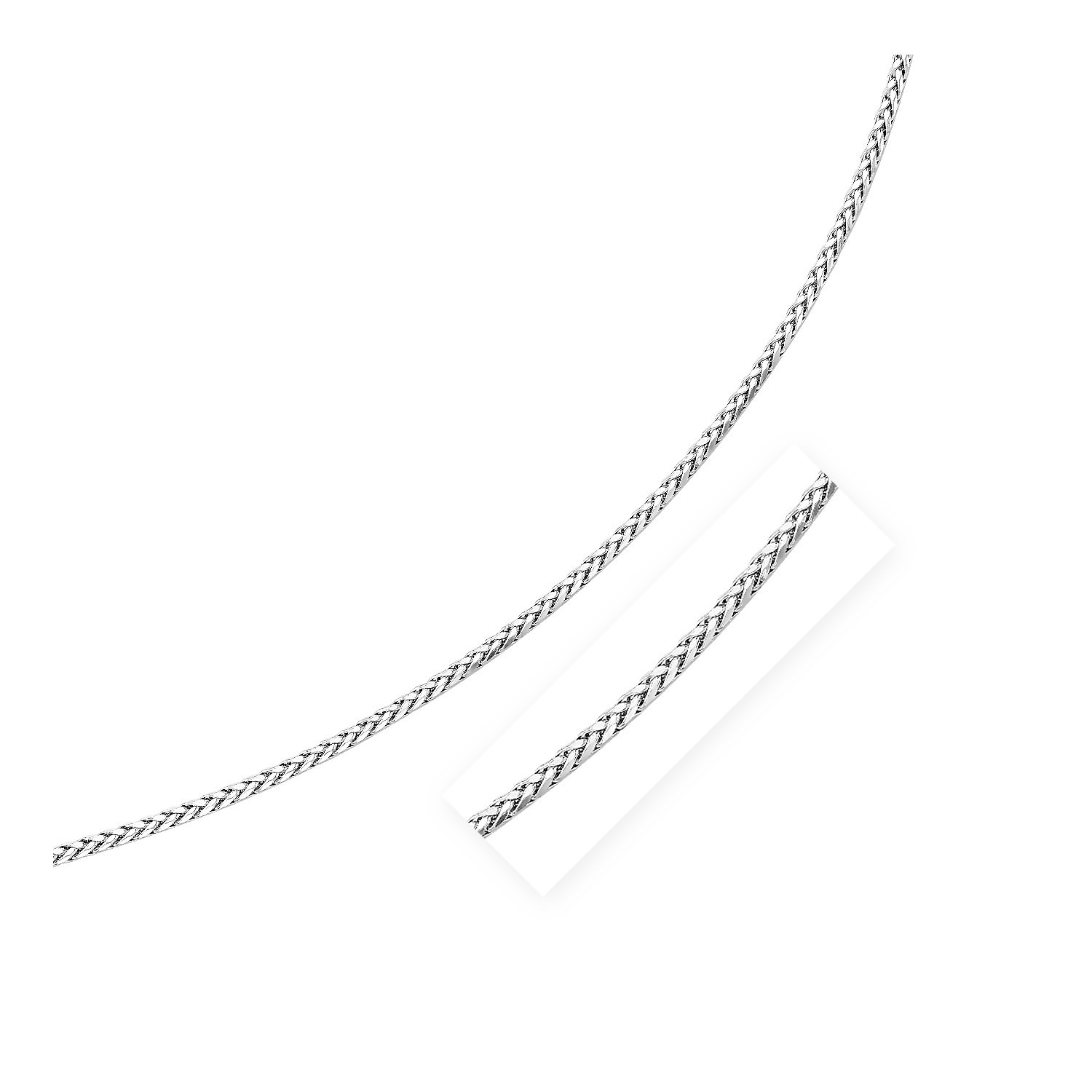 Wheat Chain, Sterling Silver, Rhodium Plated, Sizes 18-24, 3.20 mm, Polished