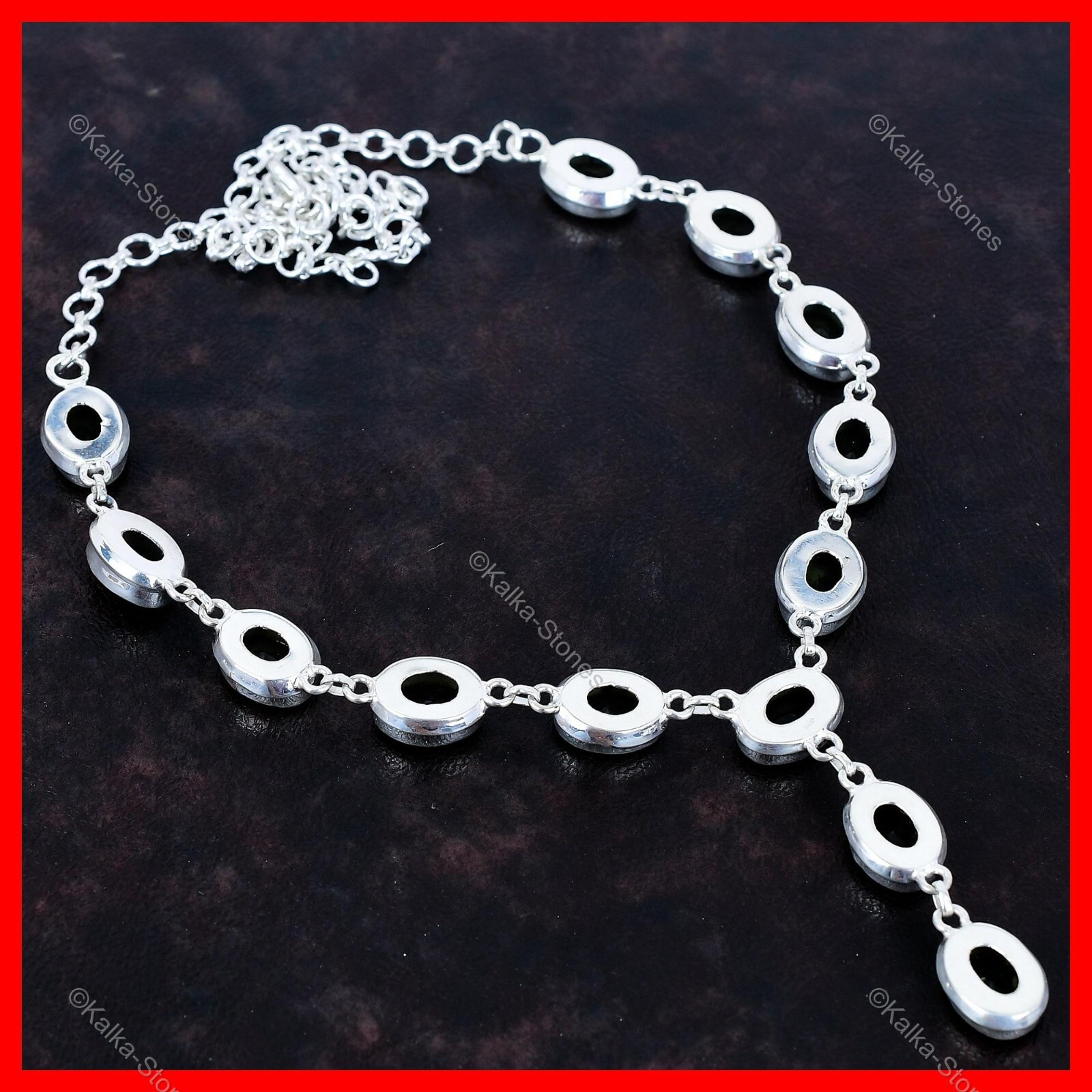 Oval Natural Black Onyx Bezel Anniversary Chain Necklace Jewelry Sterling Silver