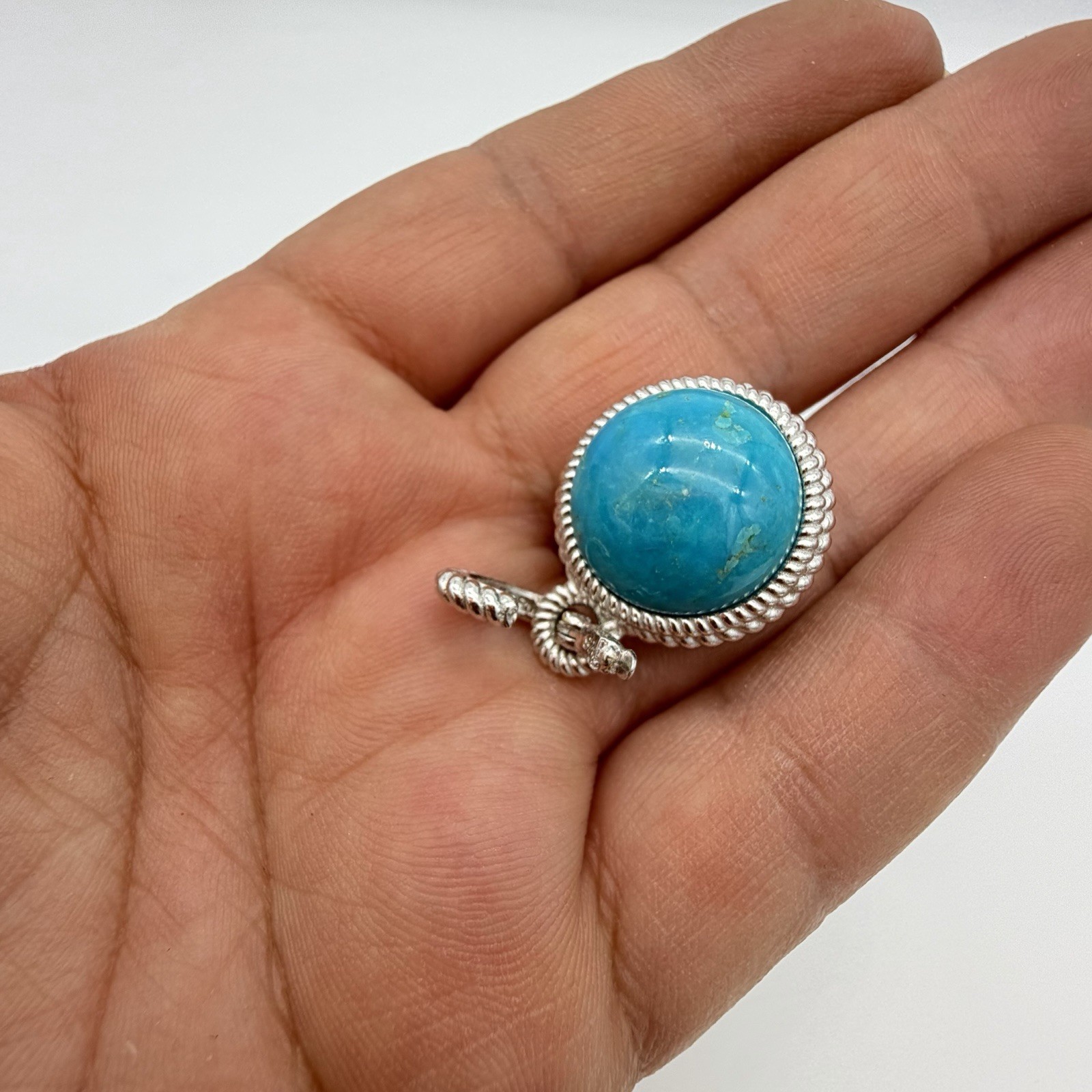 Judith Ripka Turquoise Blue ball sterling enhancer pendant or charm Heavy Chunky