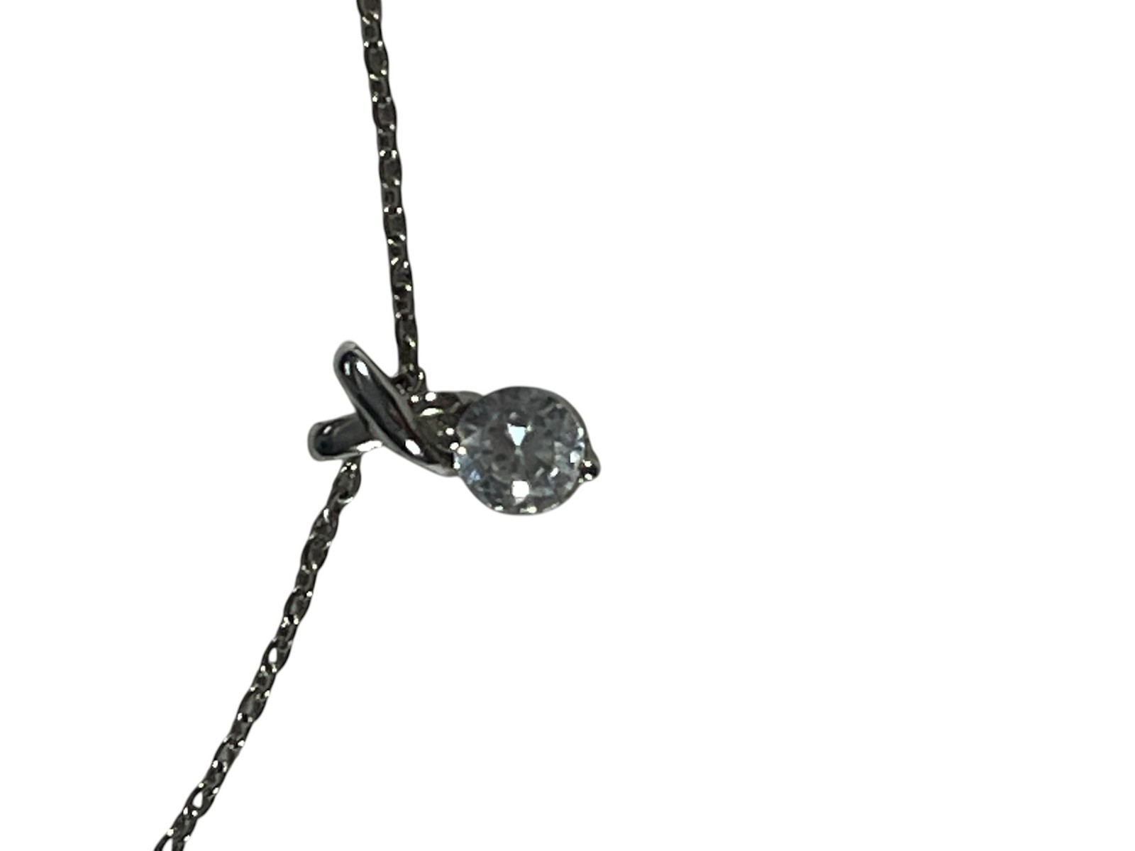 Solitaire Pendant Necklace Clear Stone Link Chain Spring Ring Clasp Jewelry