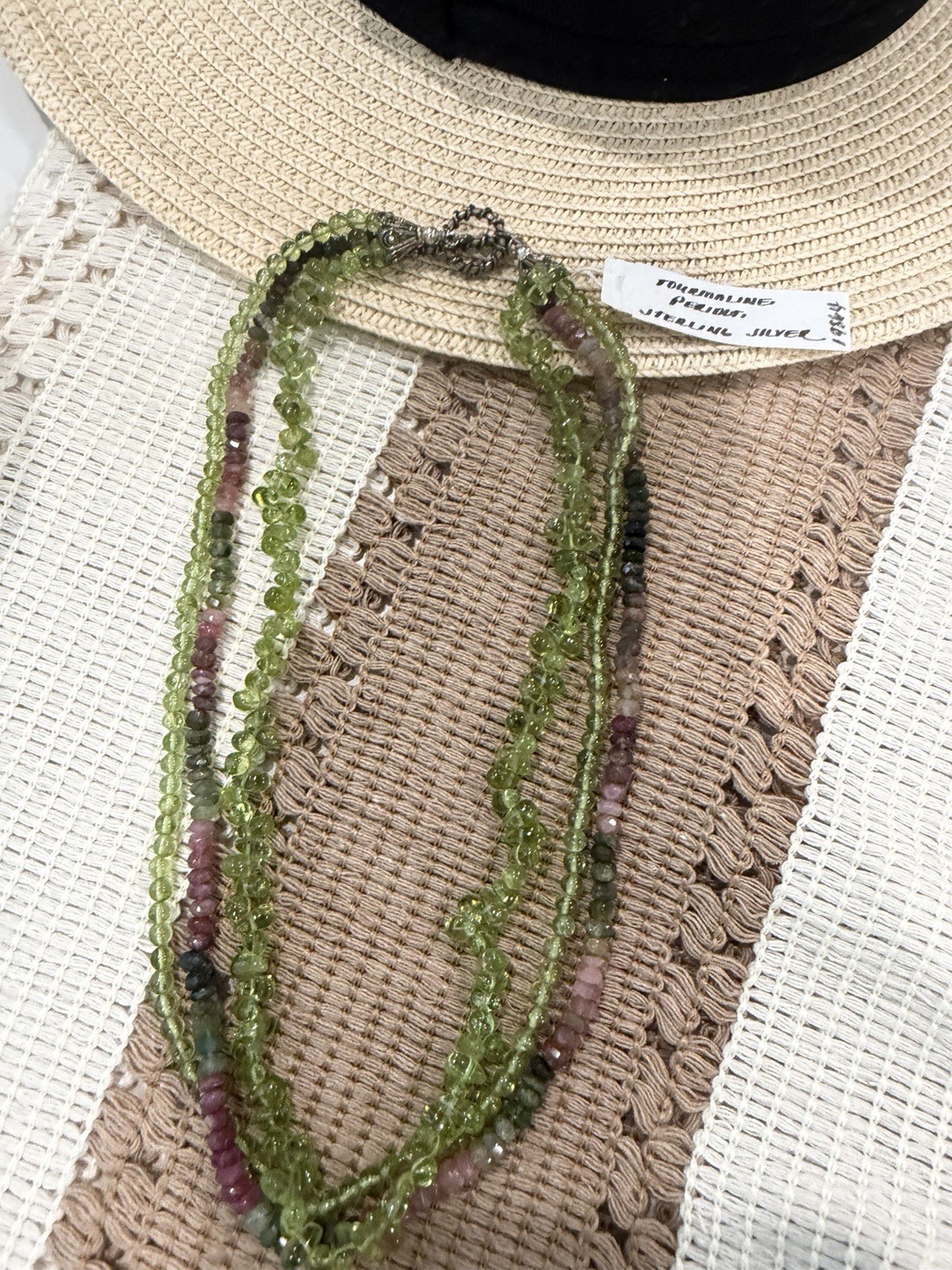Amy Kahn Russell SS Peridot & Watermelon Tourmaline Multi-Strand Necklace