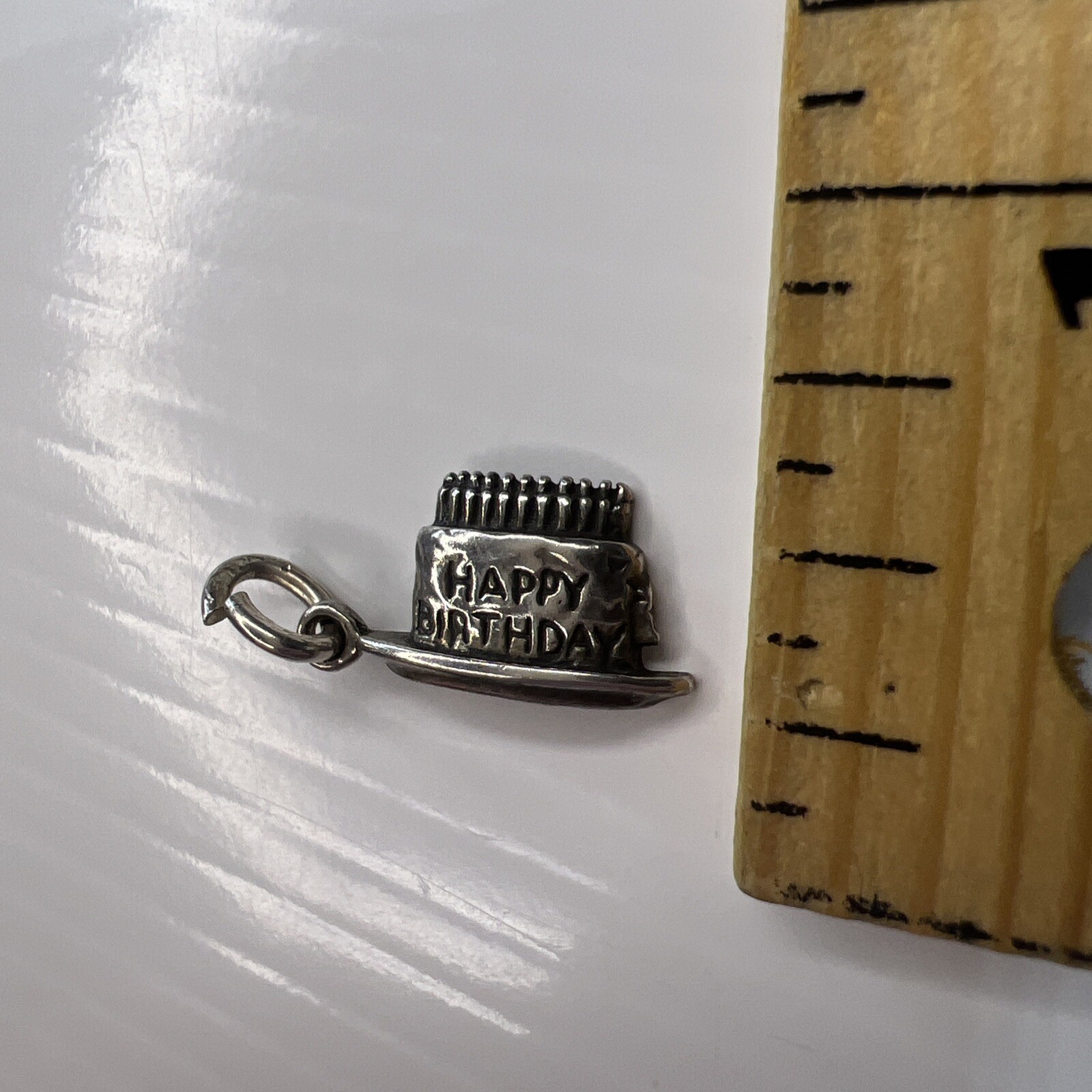 SUNWEST 925 Sterling Silver Retro Charm Pendant HAPPY BIRTHDAY Cake Gift Candles