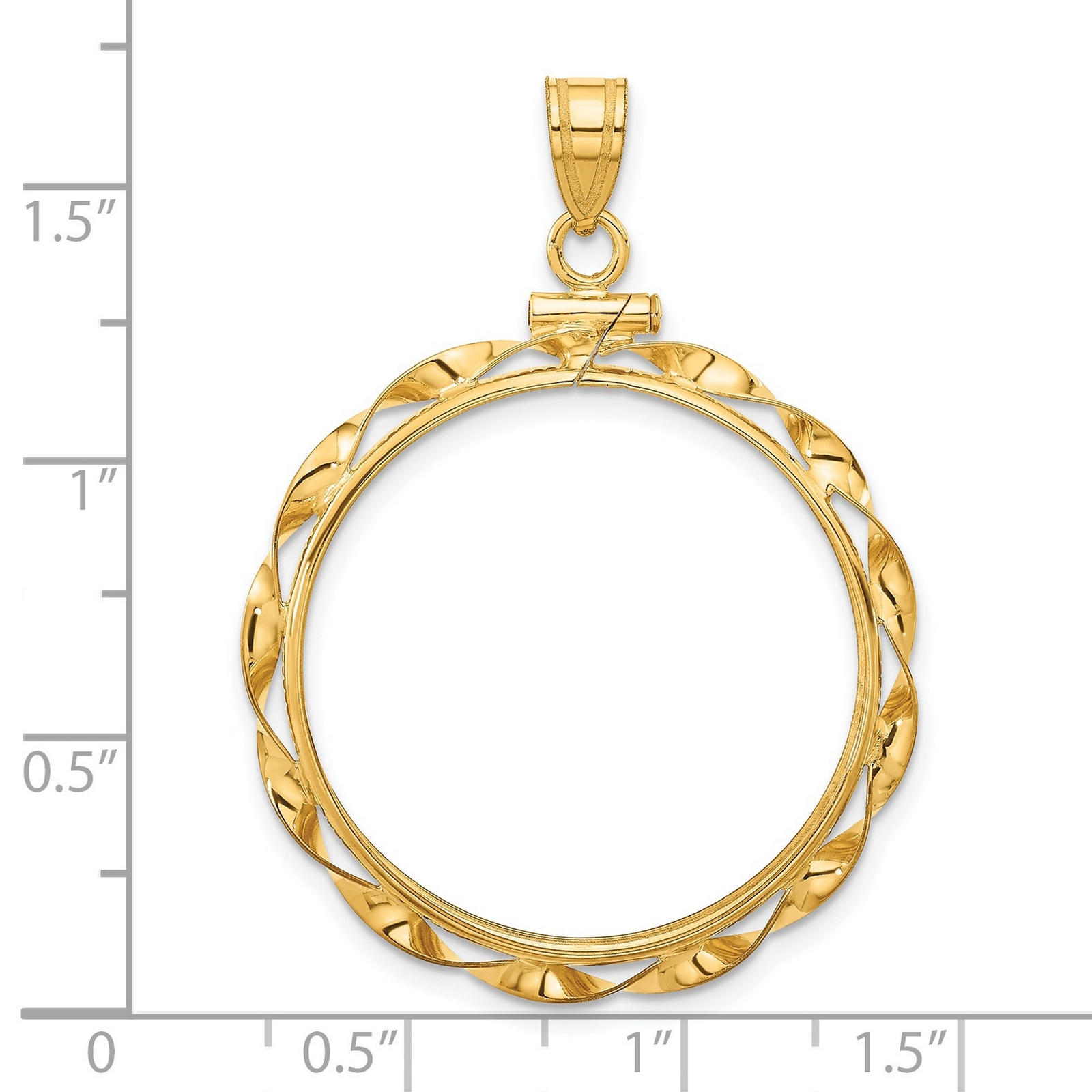 14k Yellow Gold Twisted Ribbon Screw Top US $10 Indian Coin Bezel