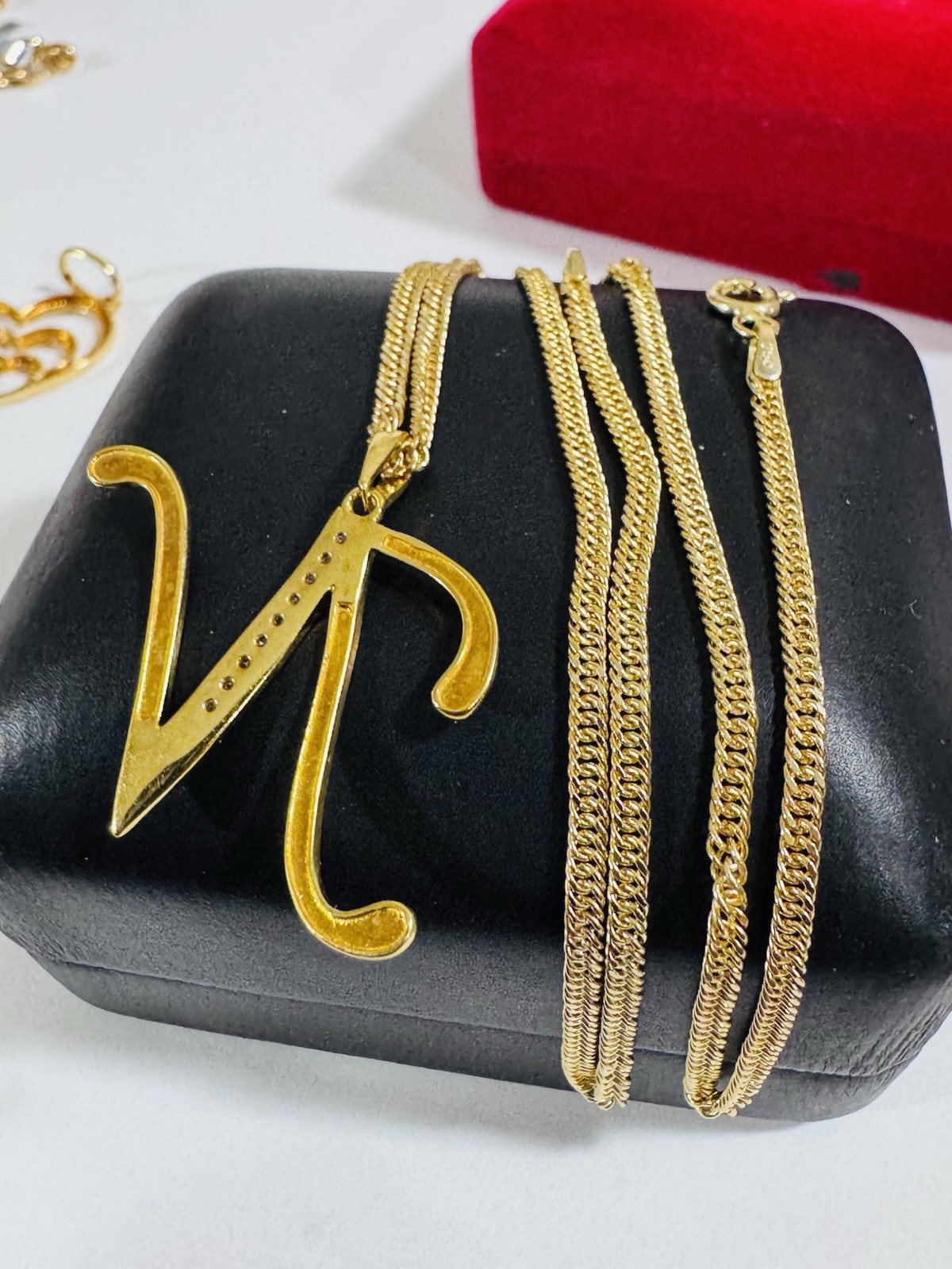 18K 750 Genuine Gold Letter N Set Necklace 15.6/16” Inch Long 4.54g 2.2mm