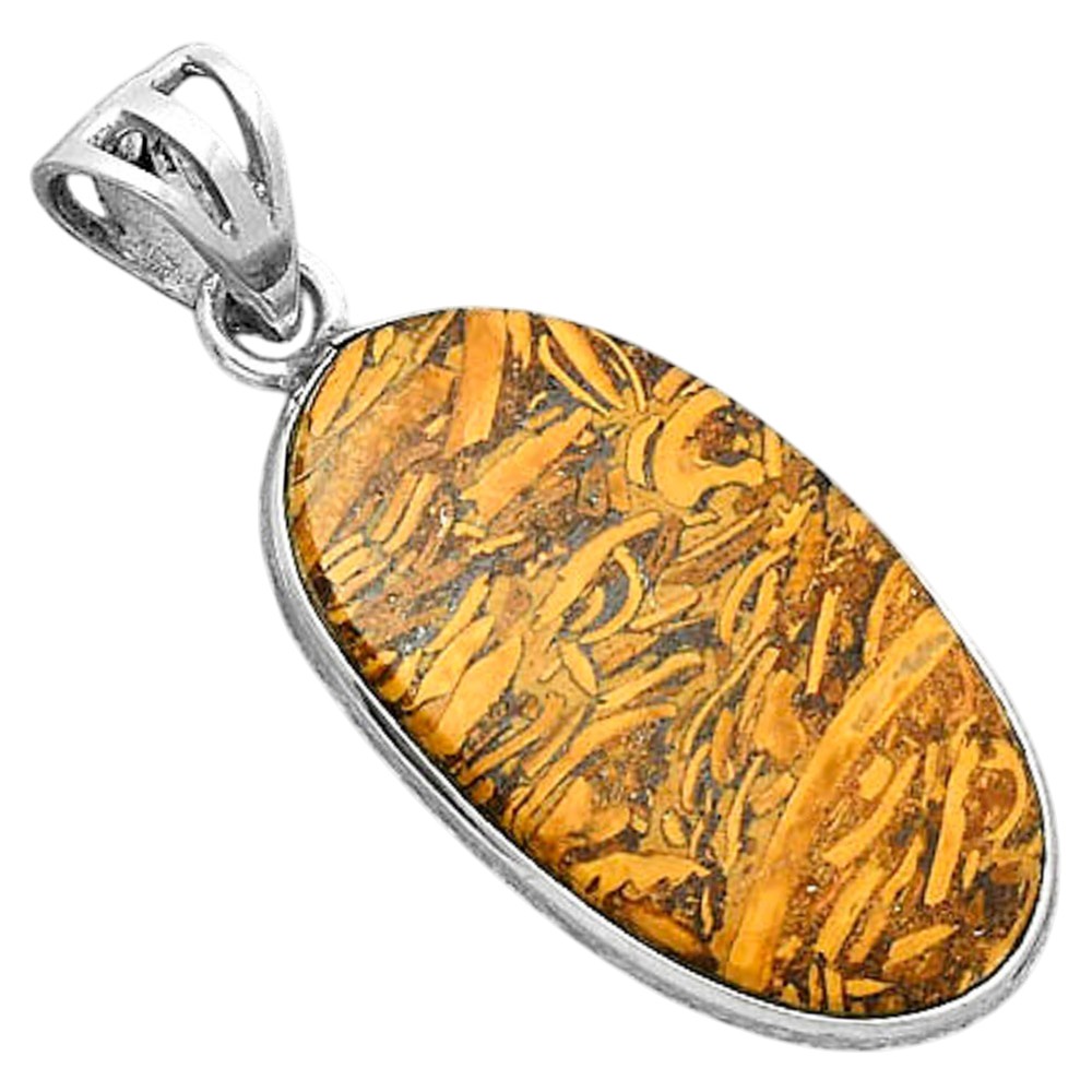Natural Coquina Fossil Jasper – India 925 Sterling Silver Pendant Jewelry P-1001