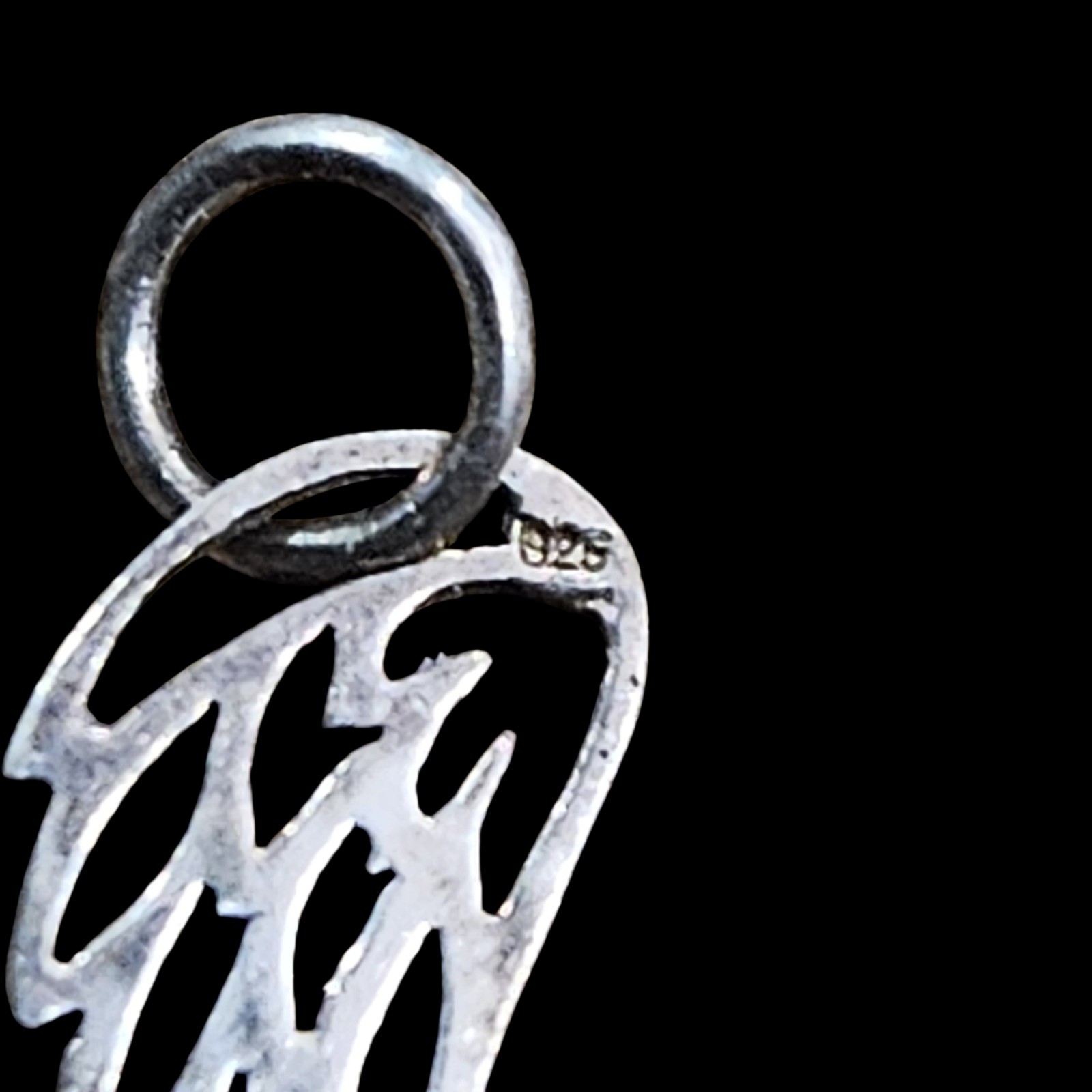 925 Sterling Silver Angel Wing Charm Pendant Small Openwork Feather