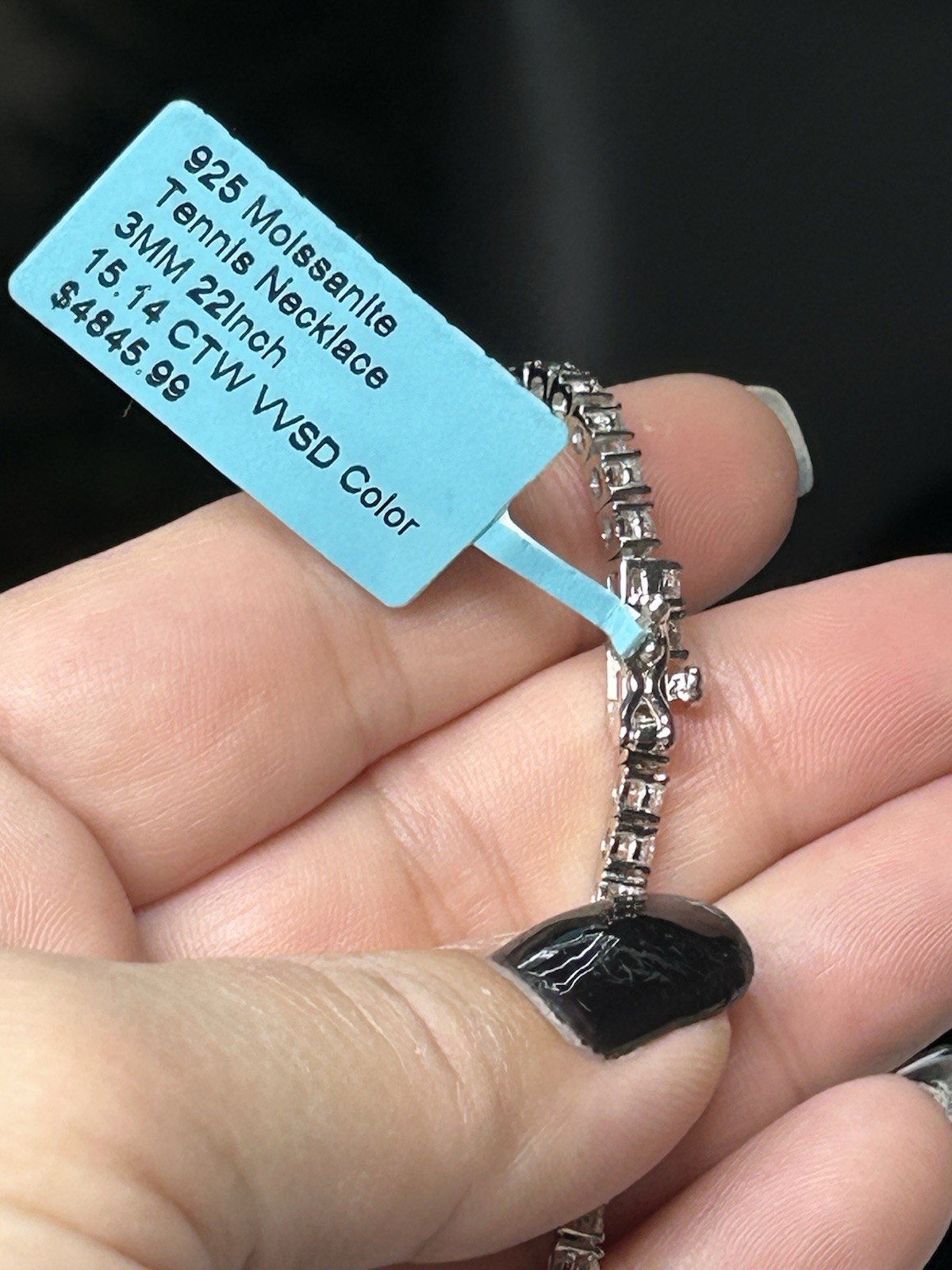 New 925 Silver Moissanite Tennis Necklace 22” VVS Brilliant Sparkle Holiday Gift