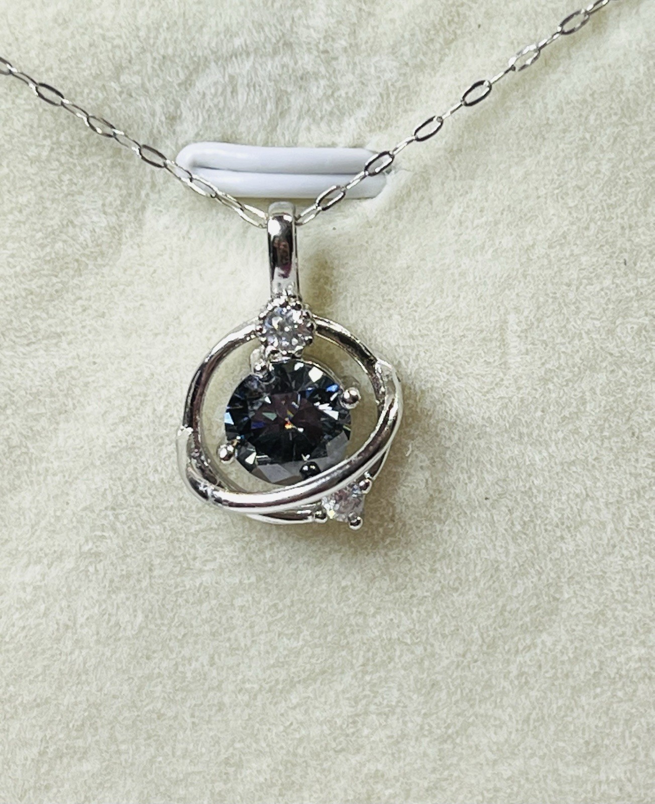 925 Sterling Silver 1 CTW VVS1 Black Moissanite Planet Pendant Necklace
