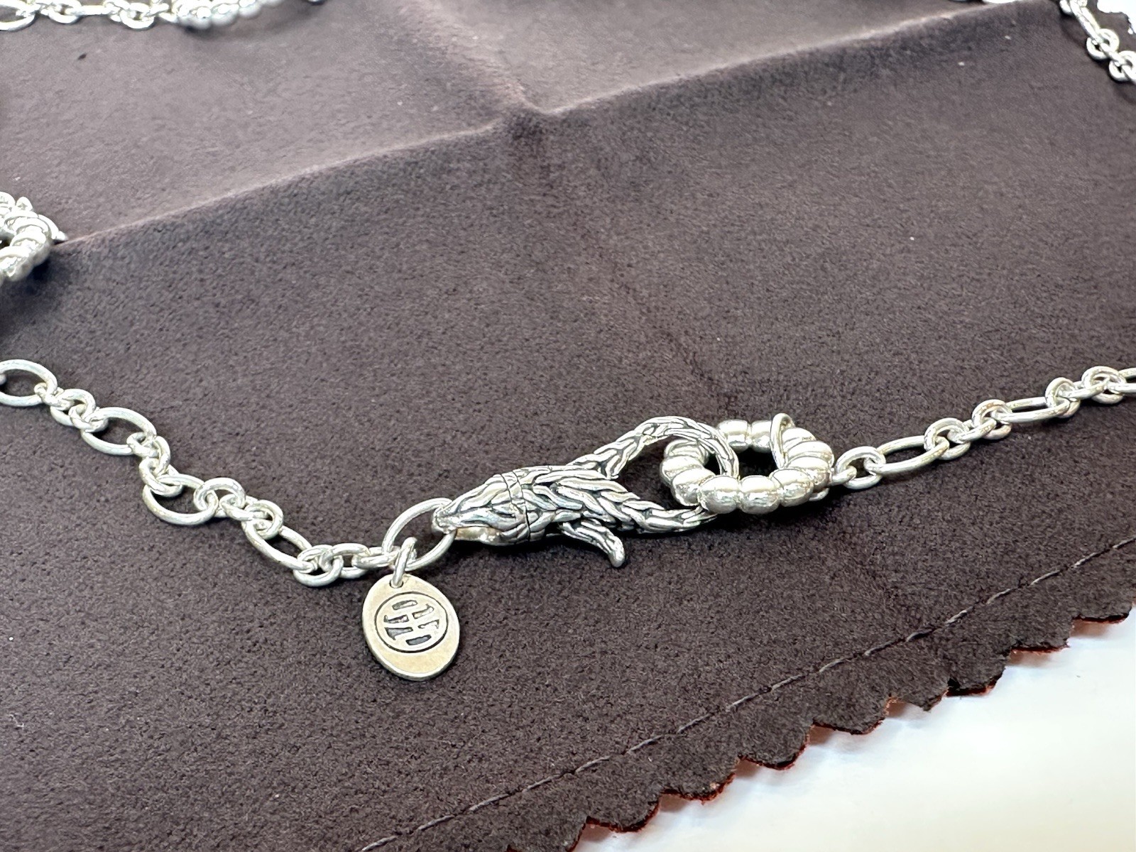 John Hardy 925 Sterling Silver 18″ Beaded Circle Station Necklace, Pouch & More!