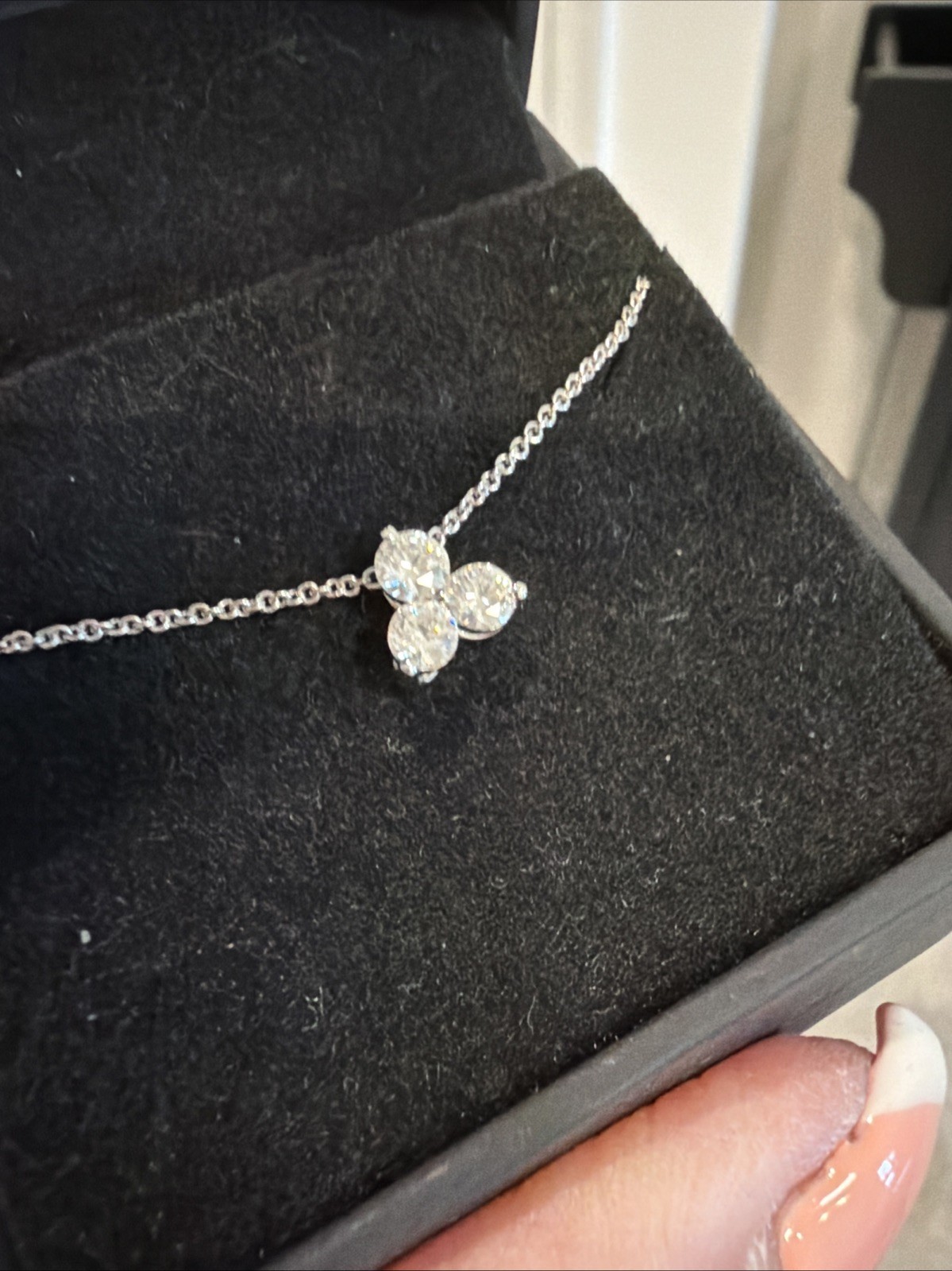 Kay Three Stone 10k WG 1/2 Carat Round Diamond Pendant NIB With Original Tag