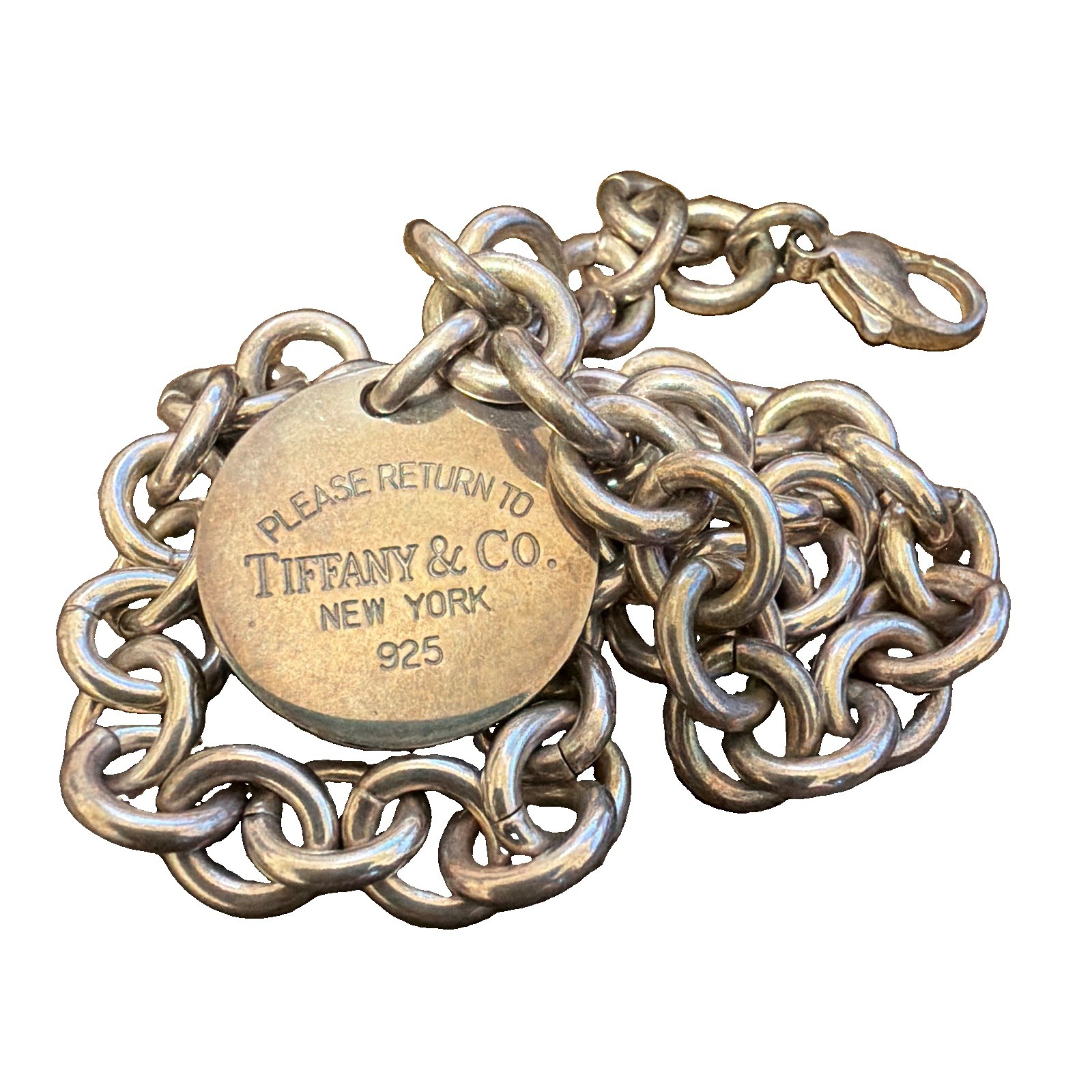 Tiffany & Co. Return to Tiffany 925 Sterling Silver Round Tag Necklace 16in
