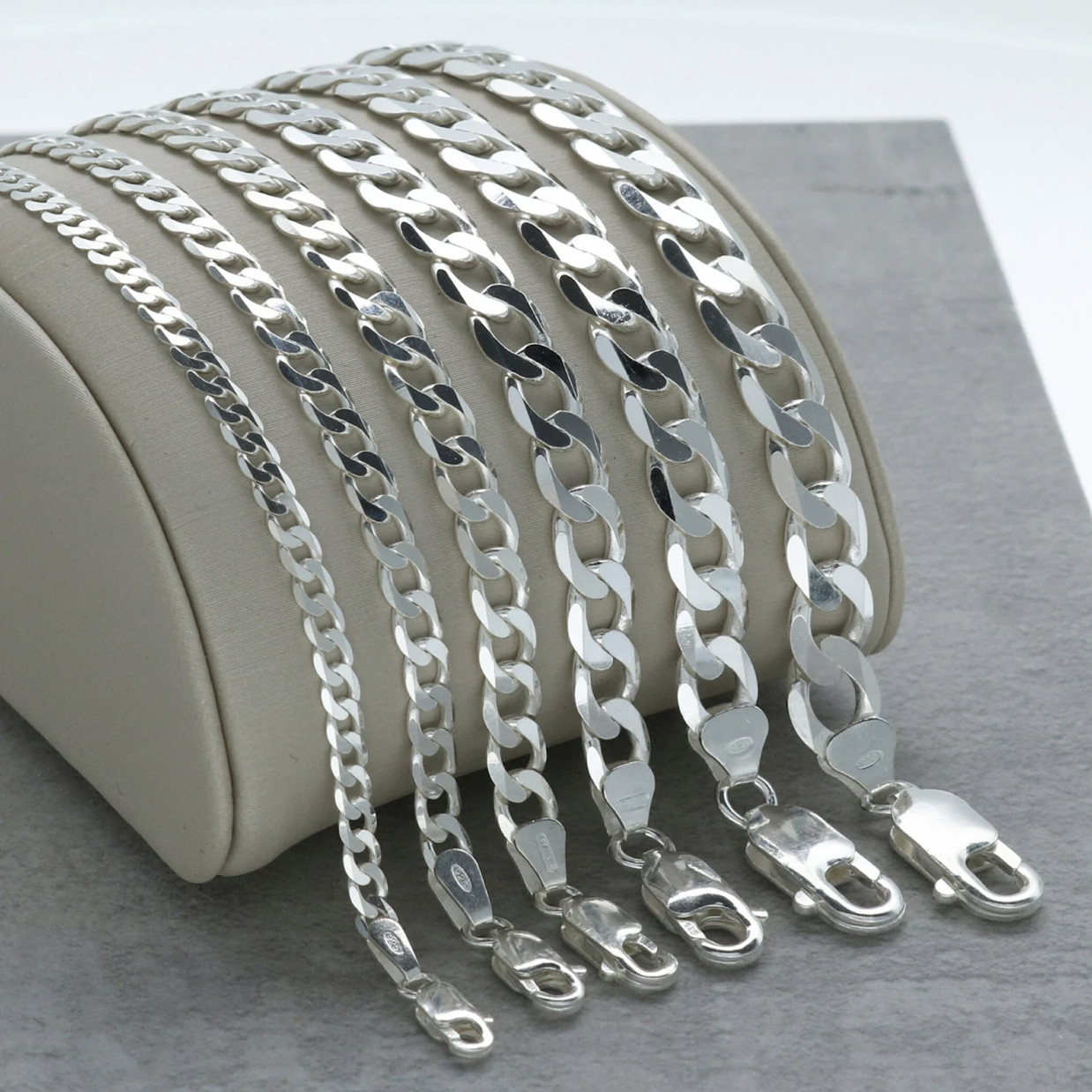 Real 925 Sterling Silver Men/women Curb Cuban chain Bracelet or Necklace Italy
