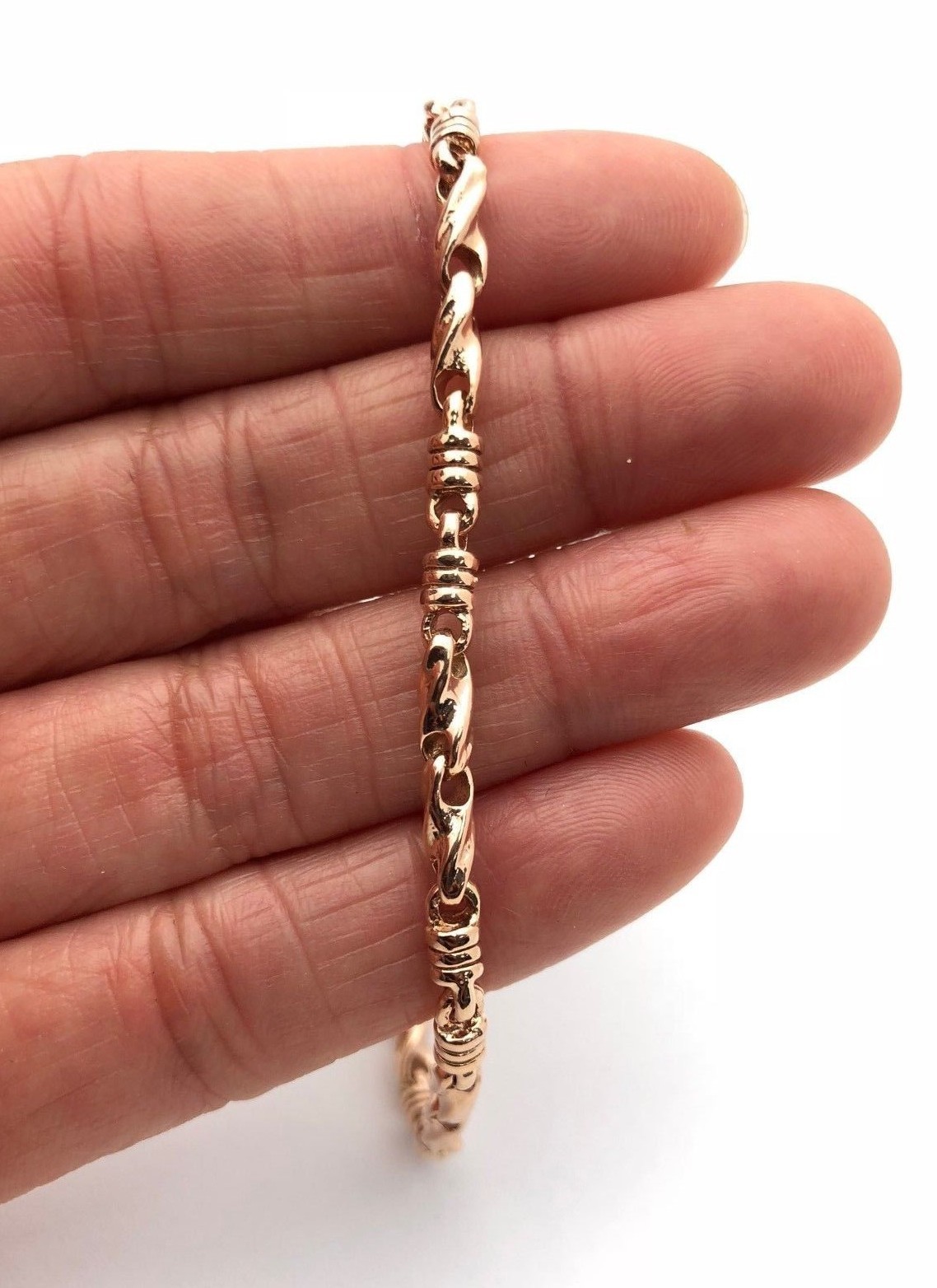 14k Rose Gold Handmade Fashion Link Necklace 20″ 3.5mm 32 grams