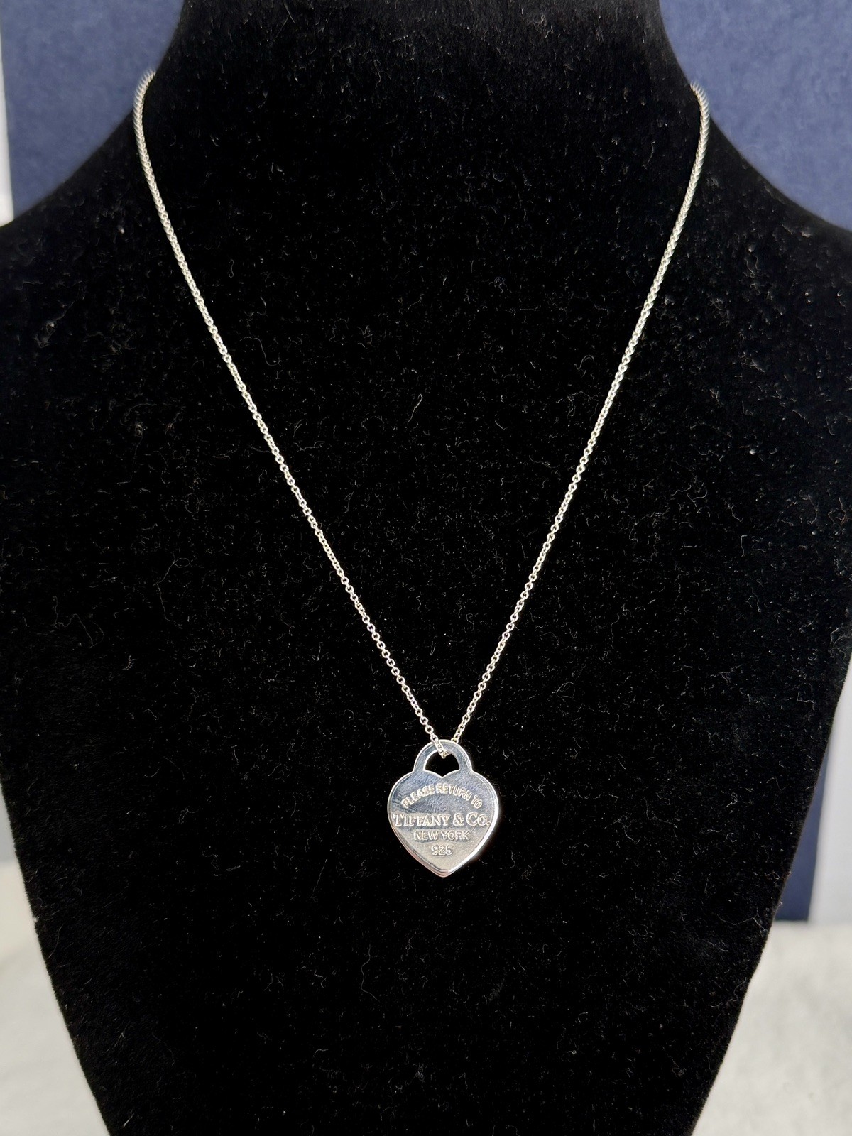 TIFFANY & CO. Sterling Silver Return To Tiffany 16mm Heart Pendant Necklace COA