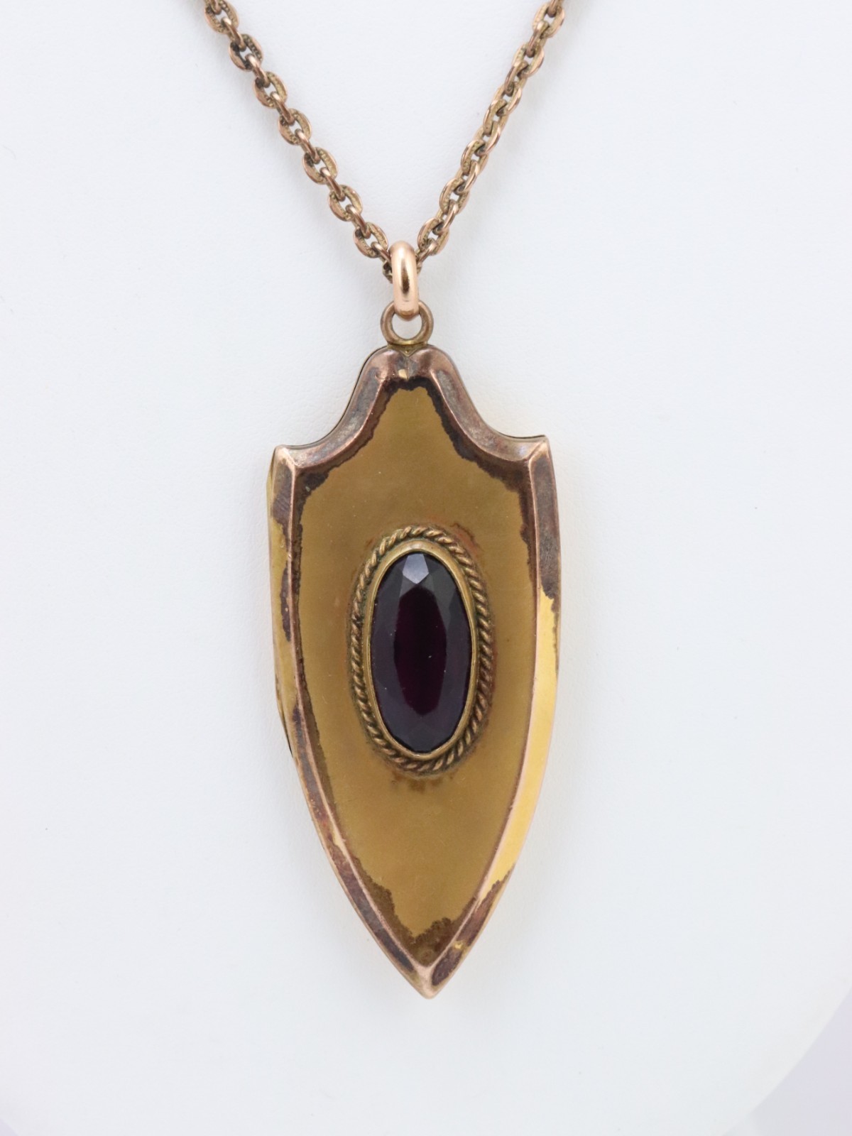 Vintage FLS Victorian Art Deco Paste Shield Locket Pendant Gold Filled 31 Grams