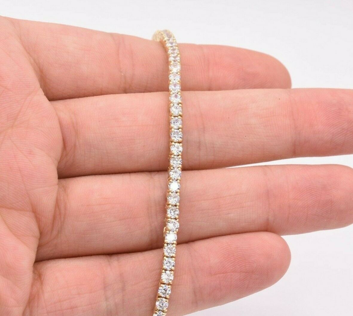 3mm Round Cut CZ Tennis Chain Necklace 14K Yellow Gold-Plated Sterling Silver