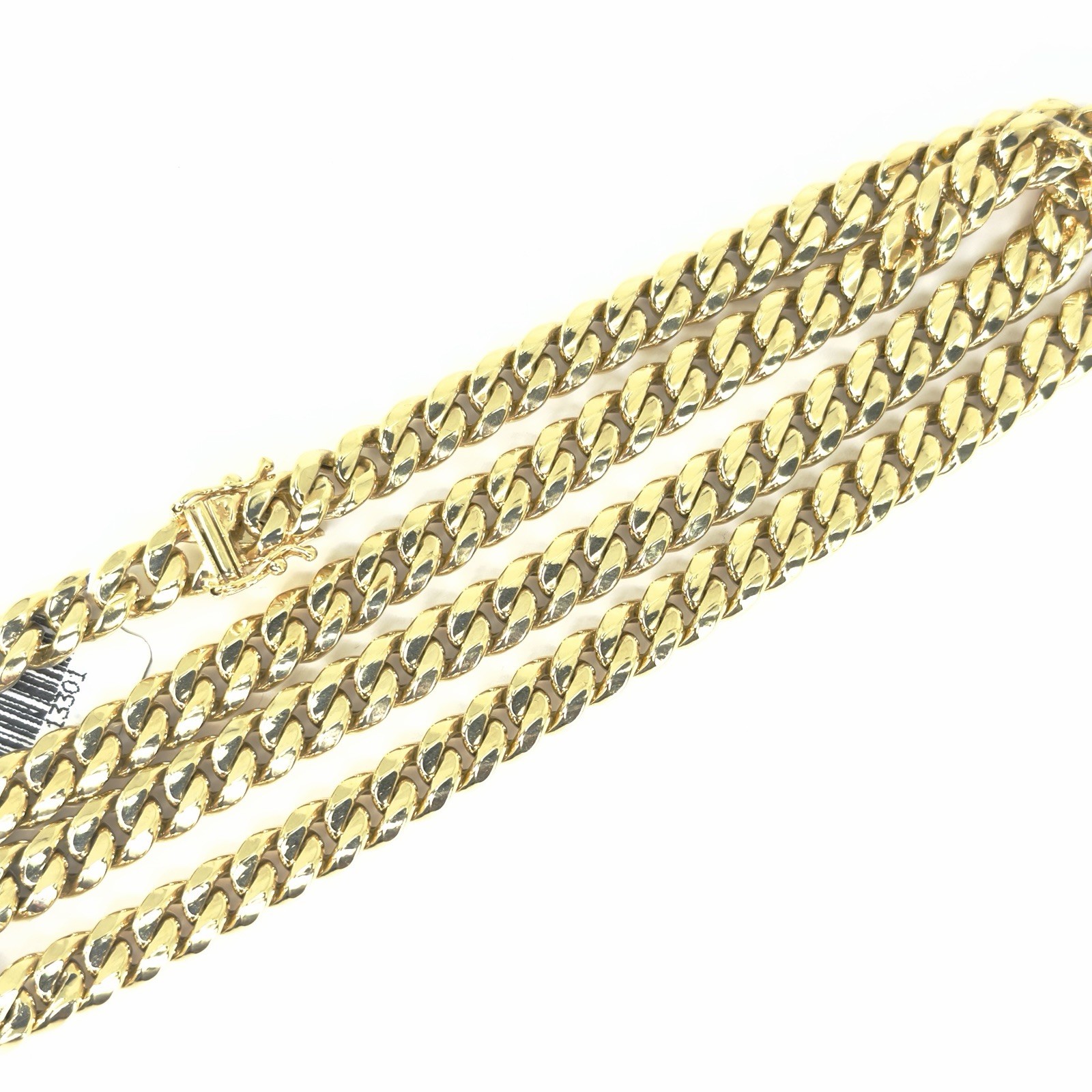 Real 14K Yellow Gold Cuban Link Chain 7.5mm 24 inch Mens Necklace Hollow