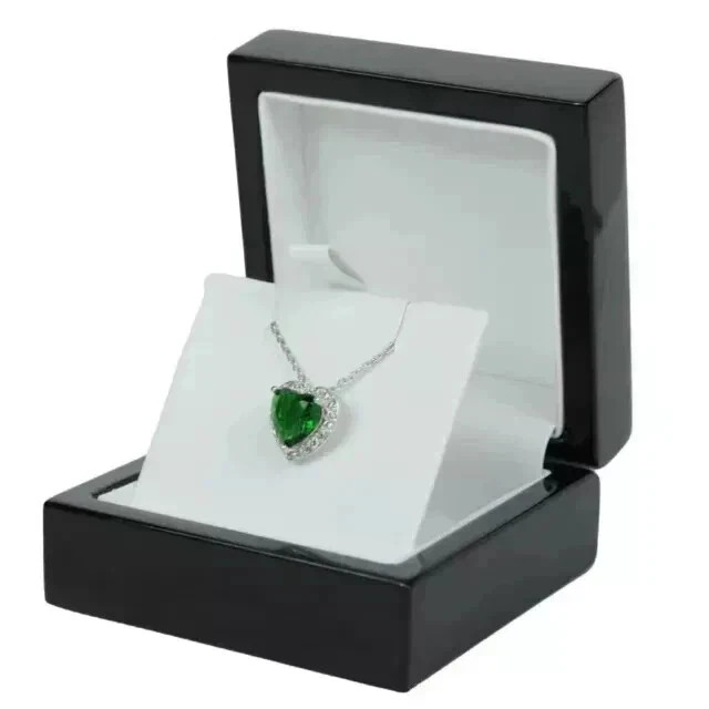 3Ct Lab Created Heart Cut Green Emerald Heart Pendant 14k White Gold Plated