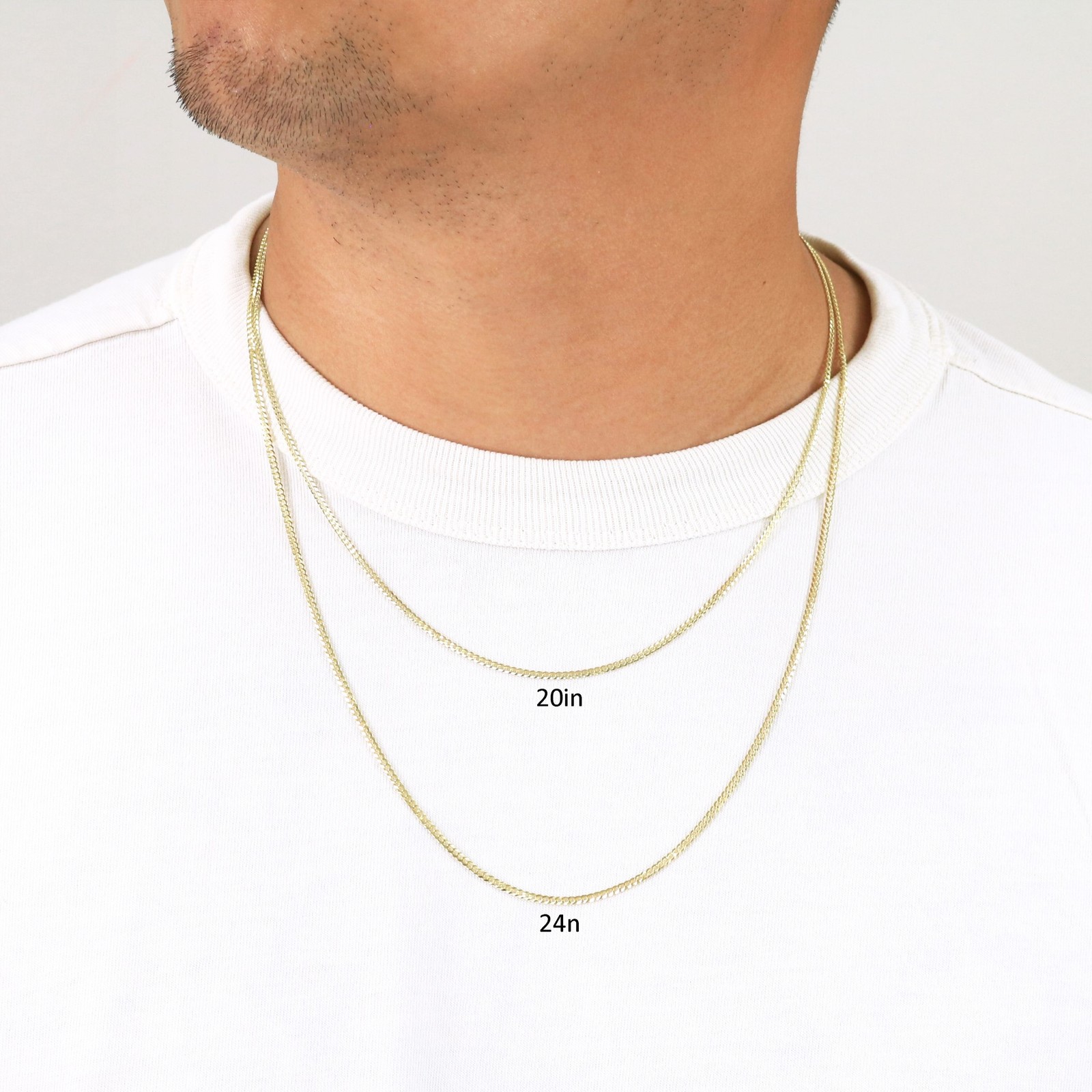14K Yellow Gold 2mm Women Solid Curb Cuban Chain Link Italian Necklace 16″