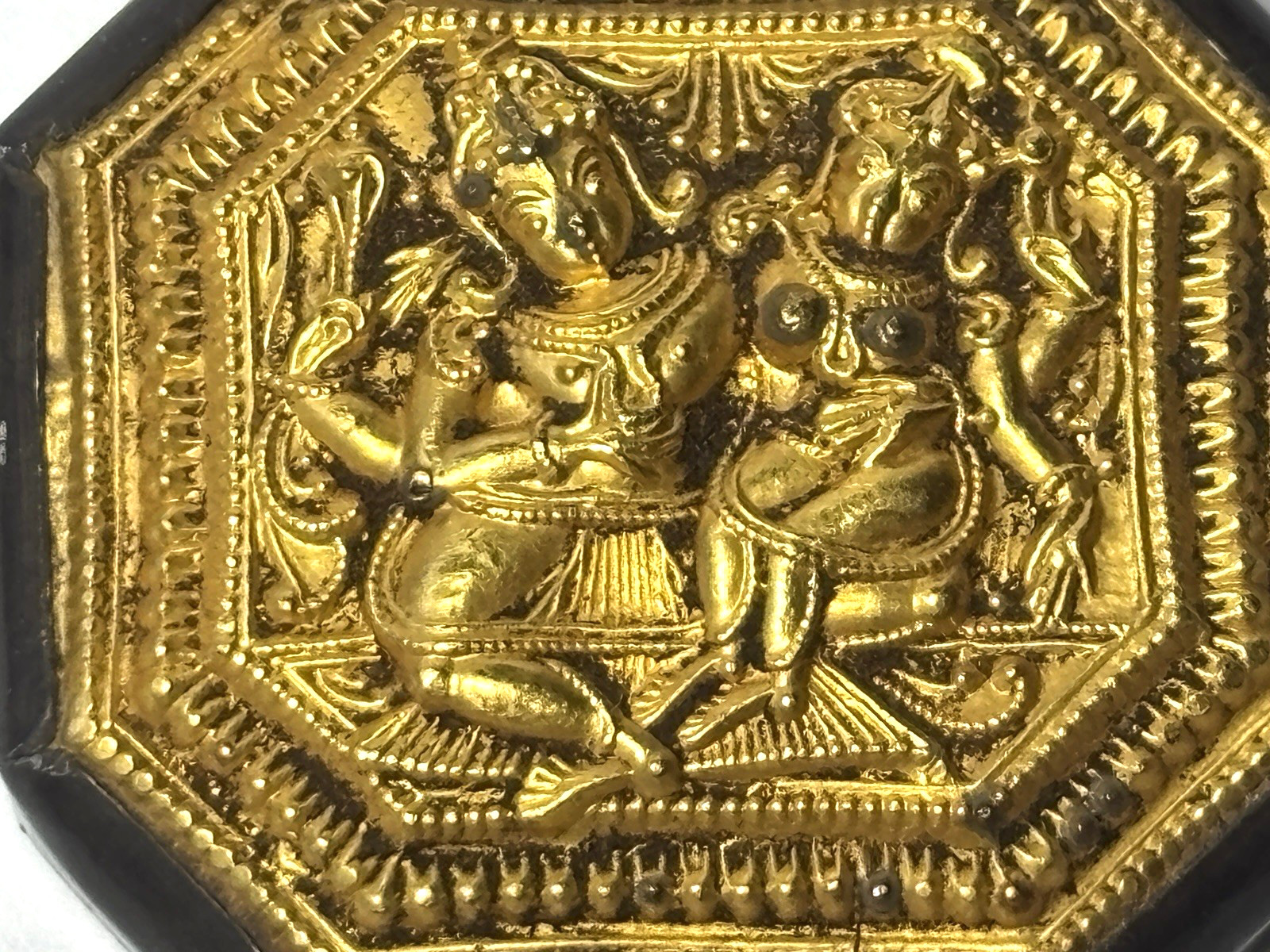 Lakshmi and Vishnu Sterling Silver Pendant Handcrafted 18K Gold Foil 1×1″