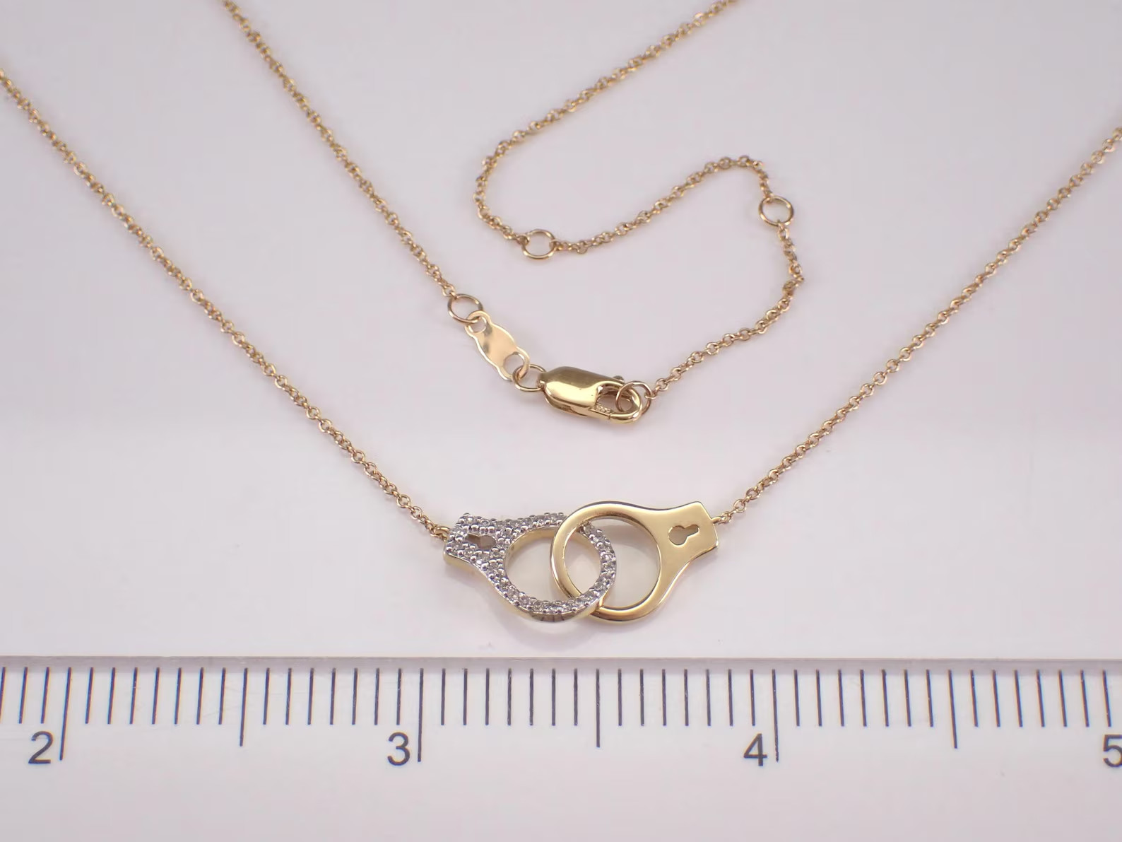 0.40Ct Round Moissanite Handcuff Shape Pendant Necklace 14K Yellow Gold Plated