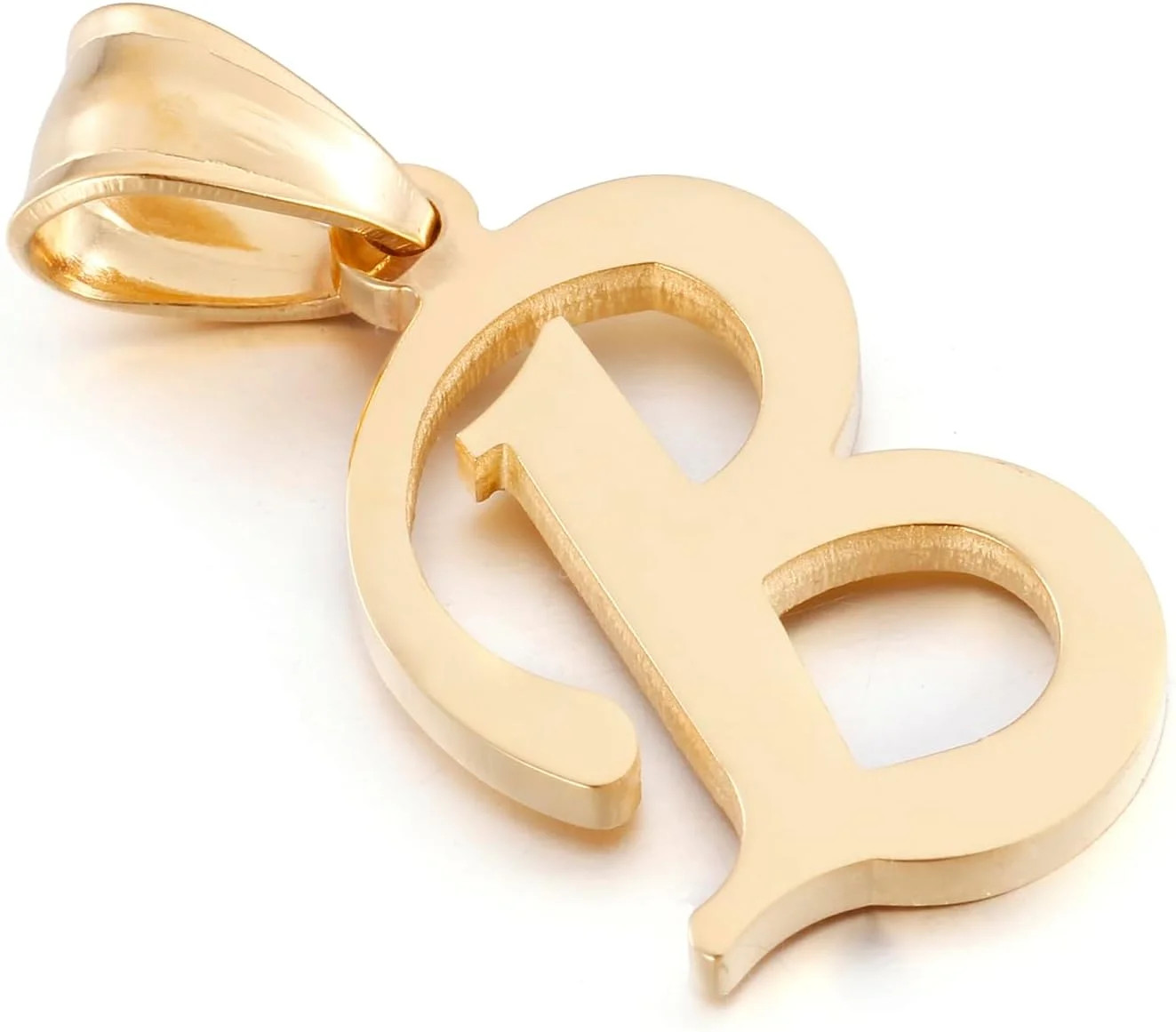 Initial Charms Gold Letter Pendant 14k Gold Charm Name for Women and Men (B)