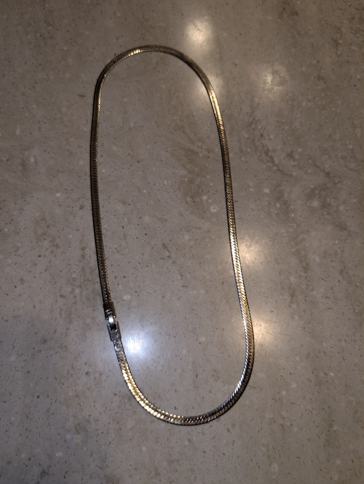 14K White GF Rope Flat Chain 23.5″ Long Necklace Herringbone 22.7 Grams