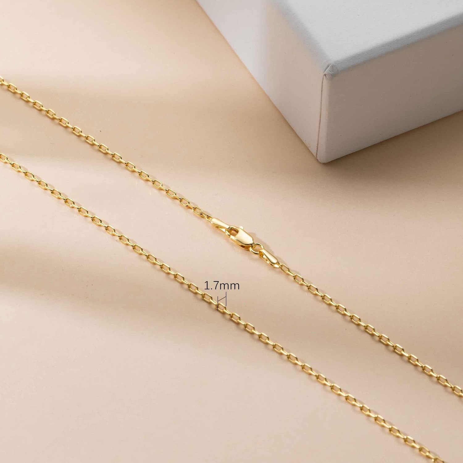 14K Gold Paperclip Chain Necklace for Women & Men – Minimalist Aesthetic Jewelry