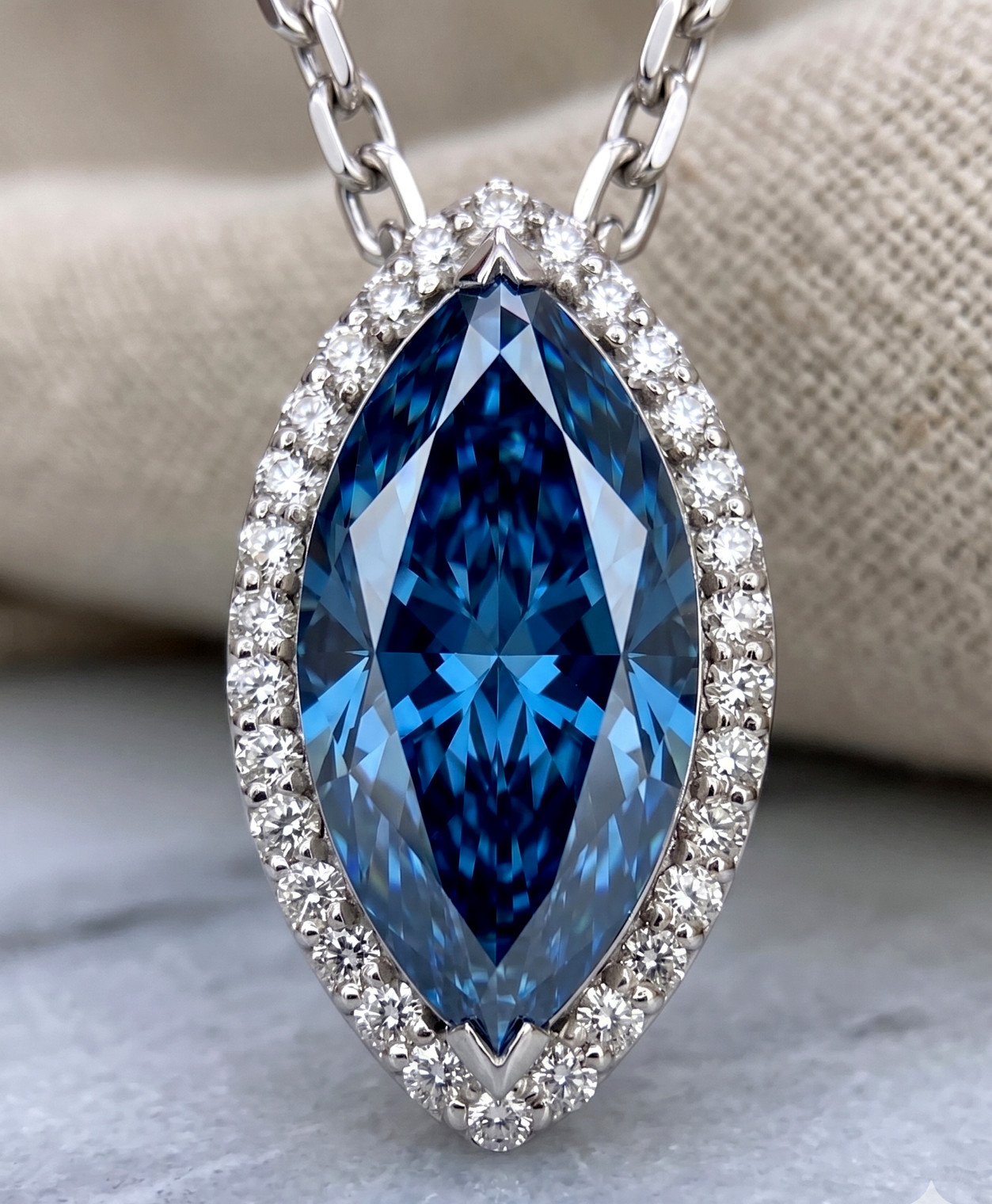 HUGE 7.60 Ct Certified Azure Blue Diamond Pendant Necklace-FREE Diamond Studs