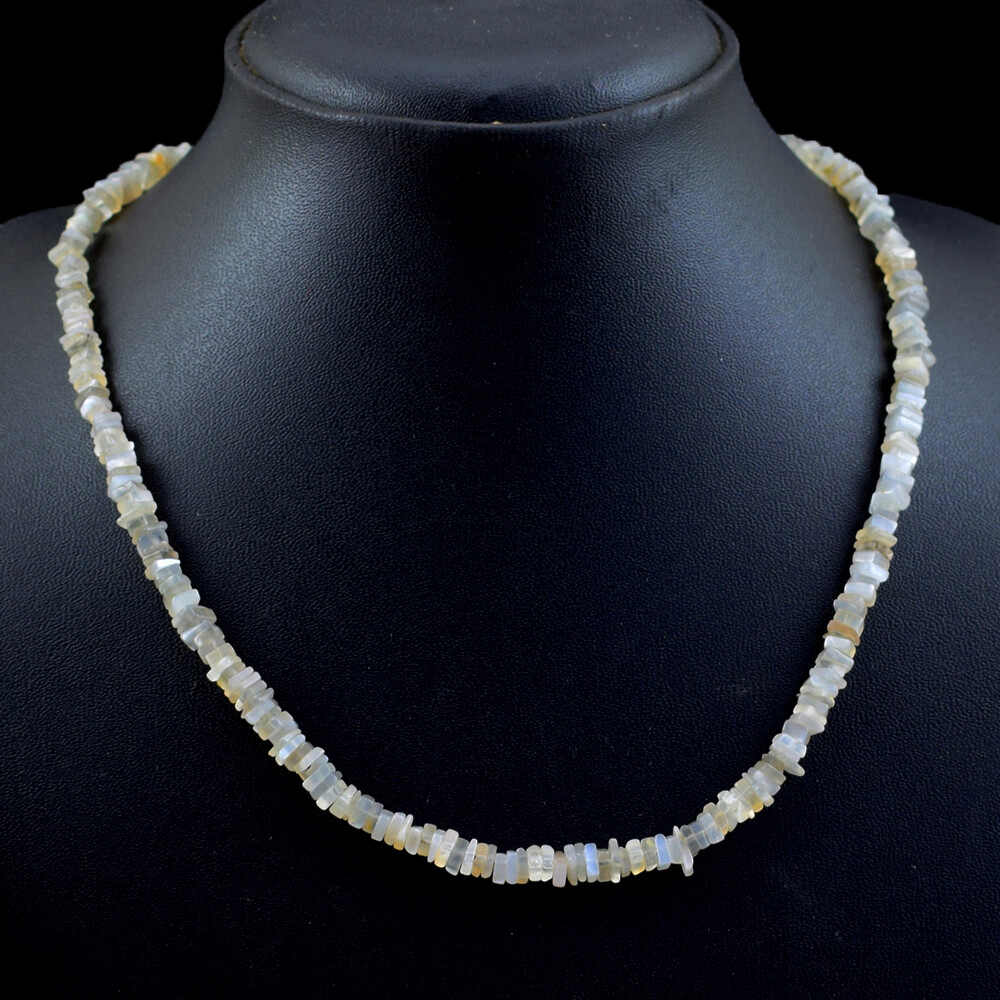Single Strand 110.00 Cts Natural Untreated Agate Heishi Beads Necklace NK 46E92