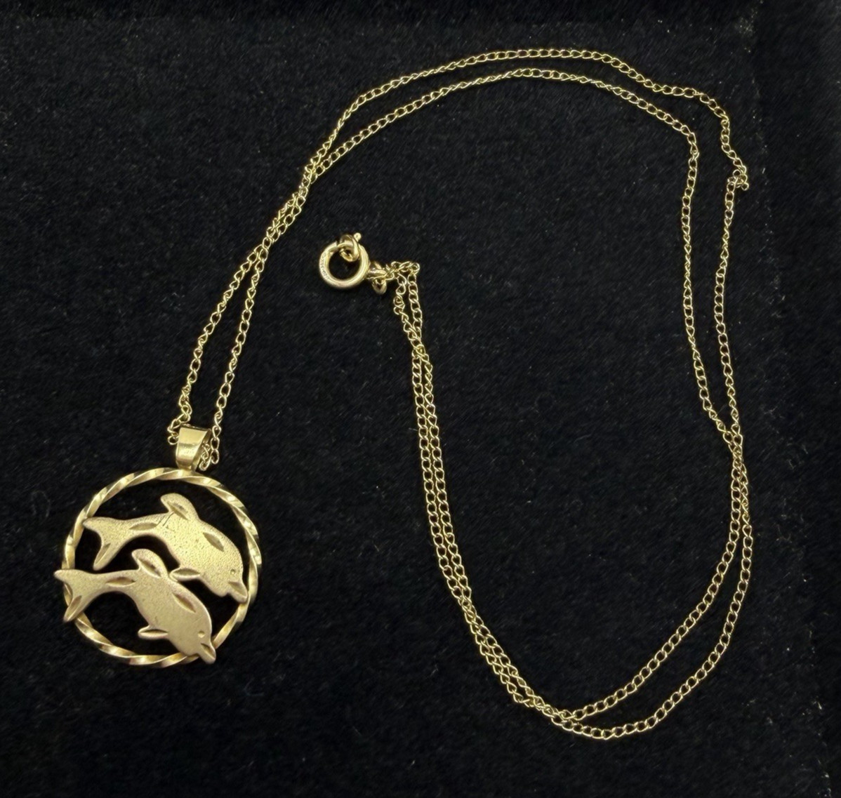 14K Gold Filled Men Women Dolphins Beach Pendant 7/8″ Chain 18″ Gift