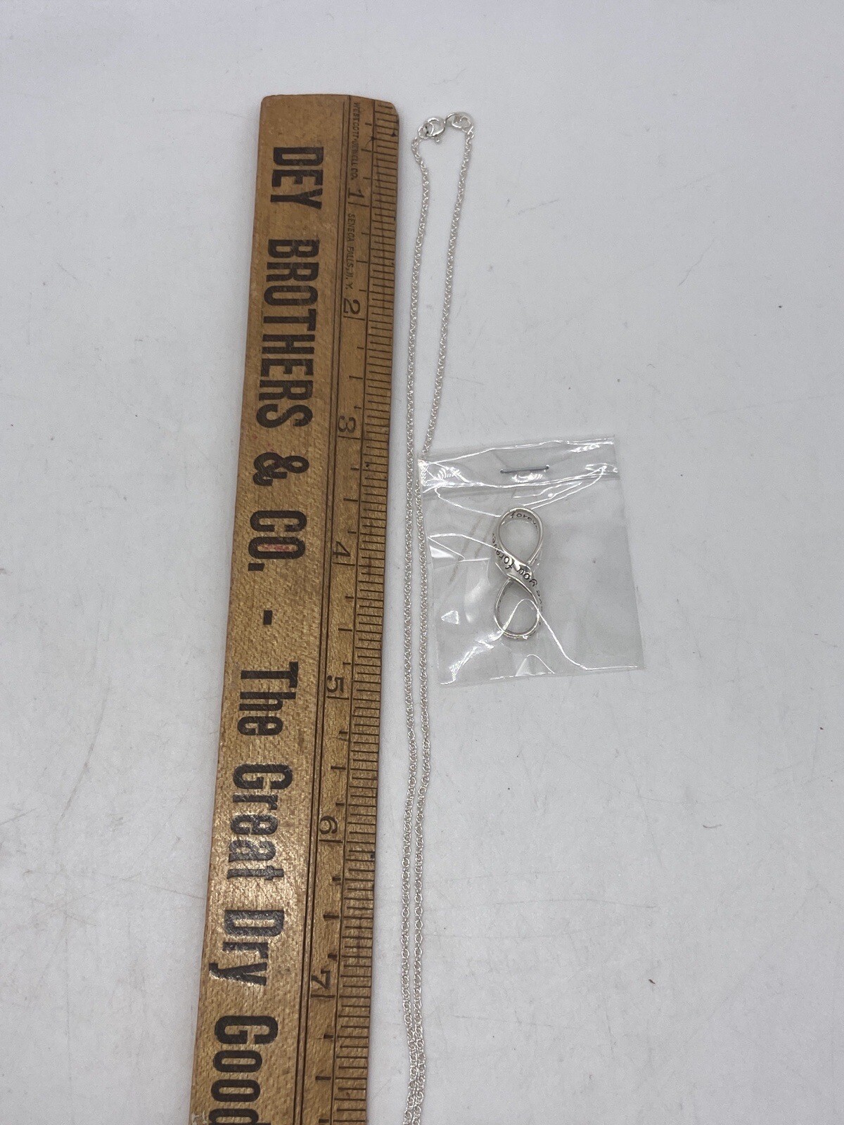 Silver “I Love You Forever” Infinity Pendant Necklace 18″in Chain NEW