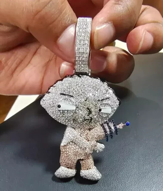 4.00Ct Round Cut Moissanite Cartoon Character Pendant 14K Two Tone Gold Plated