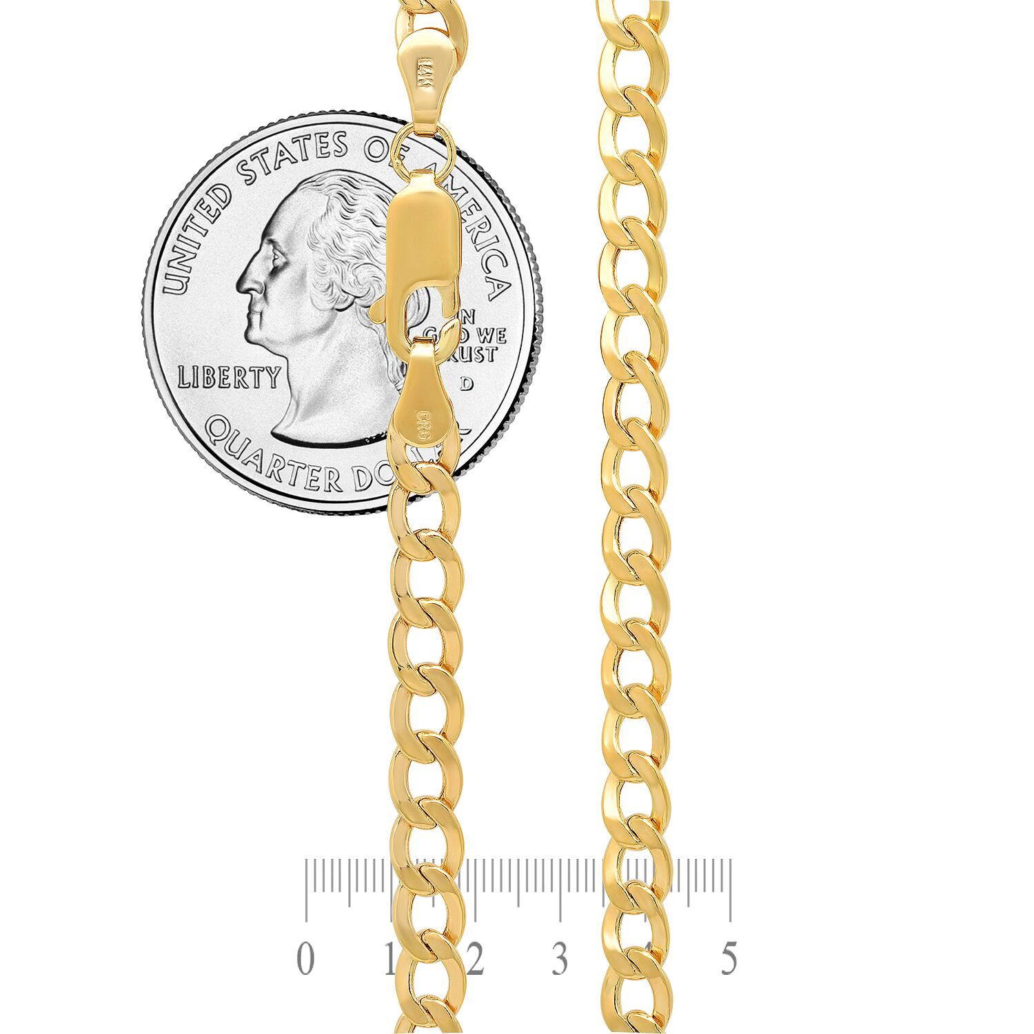 Real 14k Yellow Gold Cuban Link Curb Chain Pendant Necklace Size 16″-30″ Hollow