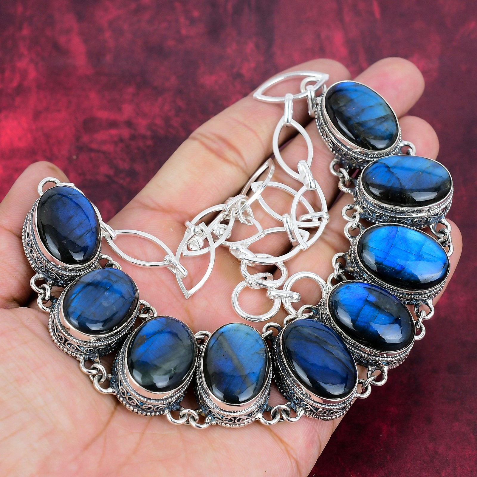 Labradorite Gemstone Handmade 925 Solid Silver Necklace Jewelry Gifts For Love