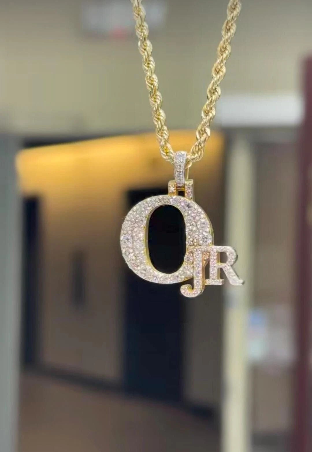 1.20Ct Round Cut Real Moissanite Custom Letter Pendant 14K Yellow Gold Plated