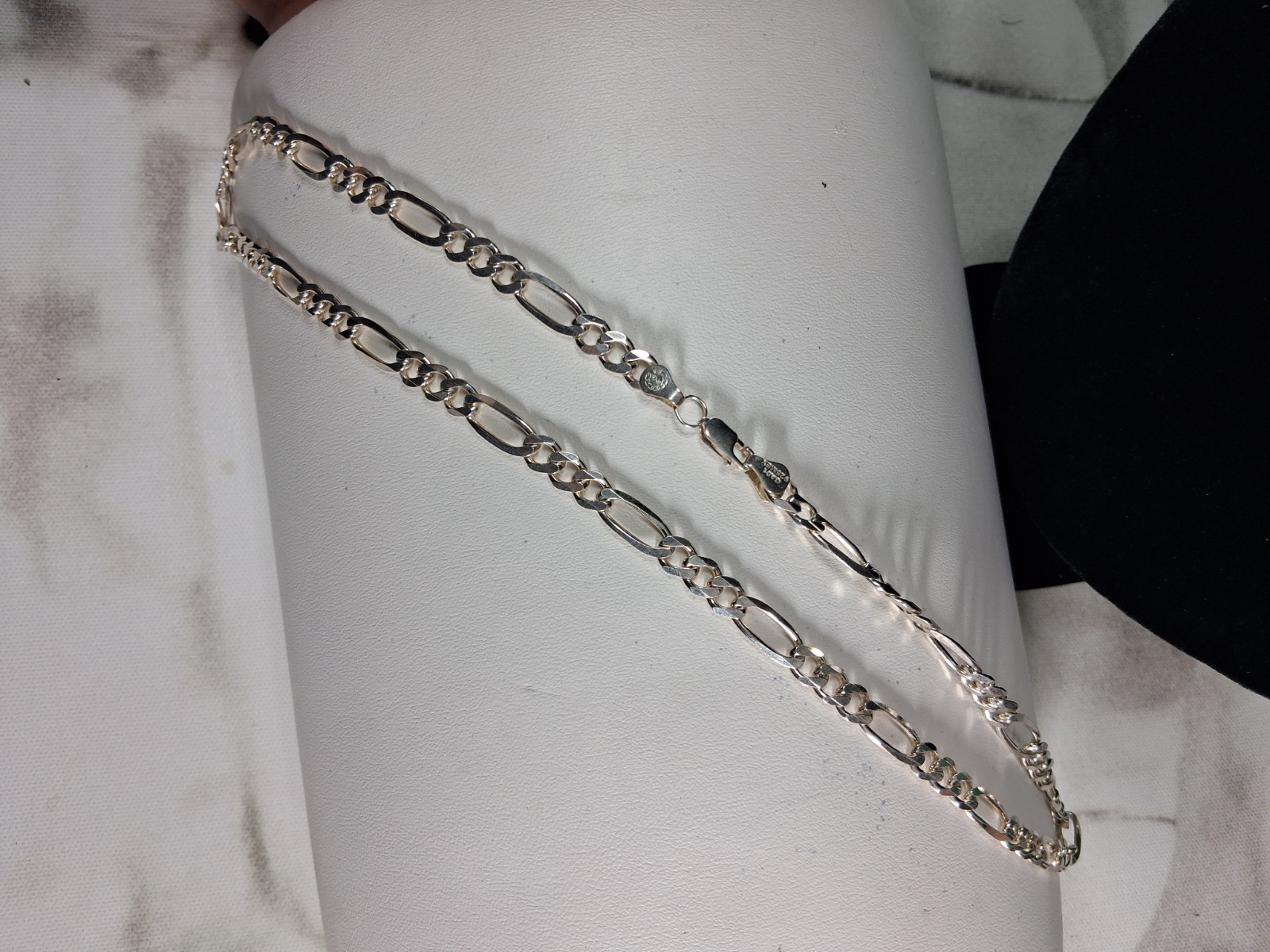 22″ Inch Figaro Chain 6mm Necklace 100% Authentic 925 Sterling Silver