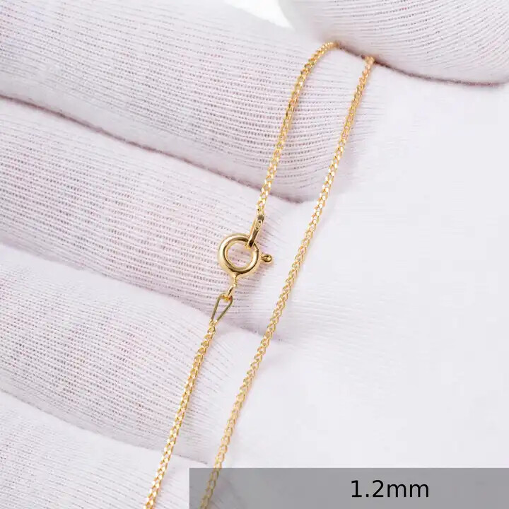 18CT YELLOW GOLD & SILVER CURB CHAIN / NECKLACE – 14″ 16″ 18″ 20″ 22″ 24″