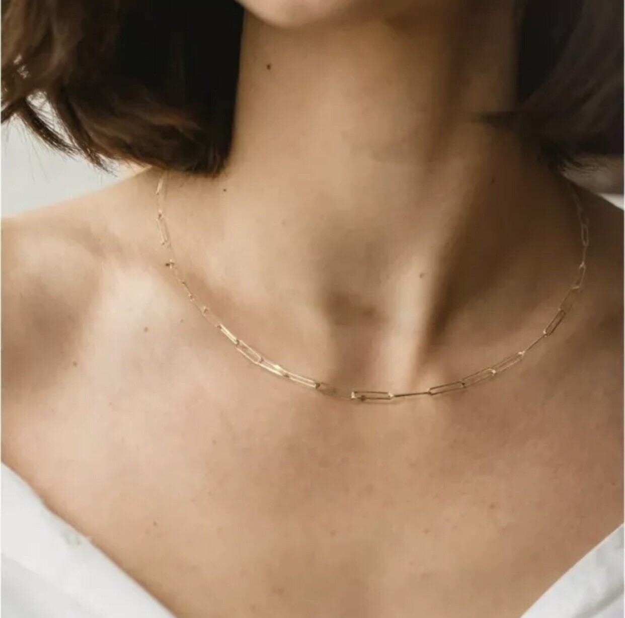 Real Genuine 1/20 14K Solid Yellow Gold Paperclip Chain Necklace 18 inch mm