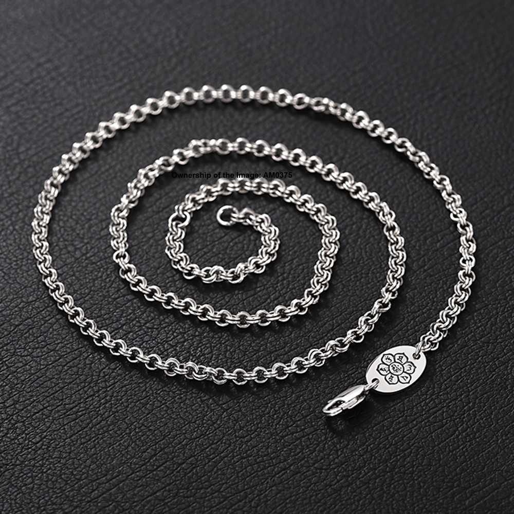 Pure 925 Sterling Silver Necklace -3mm Double-Cable Link Chain Necklace 50-70cm