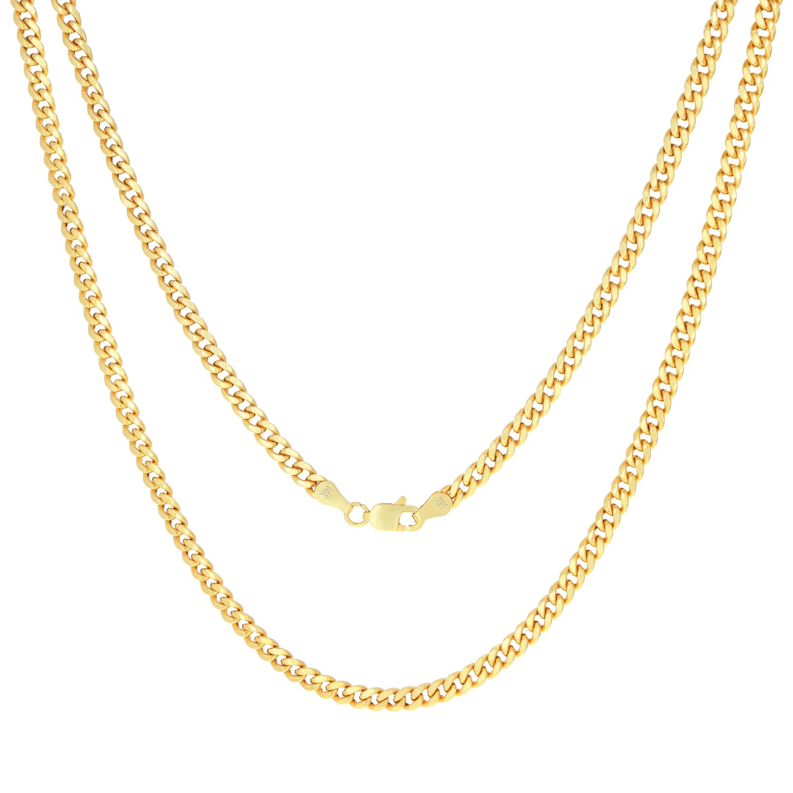 14K Yellow Gold 4mm Miami Cuban Lightweight Chain Necklace Men Women 16″-30″