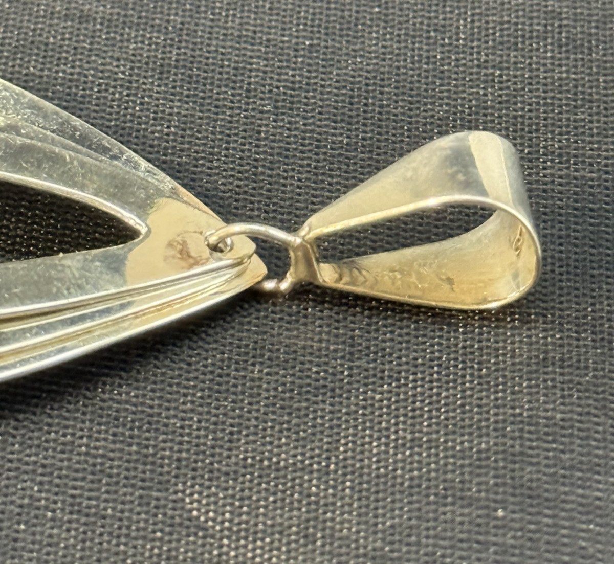 Sterling Silver Large Triple Teardrop Layered Dangle Modernist Pendant 3.75″