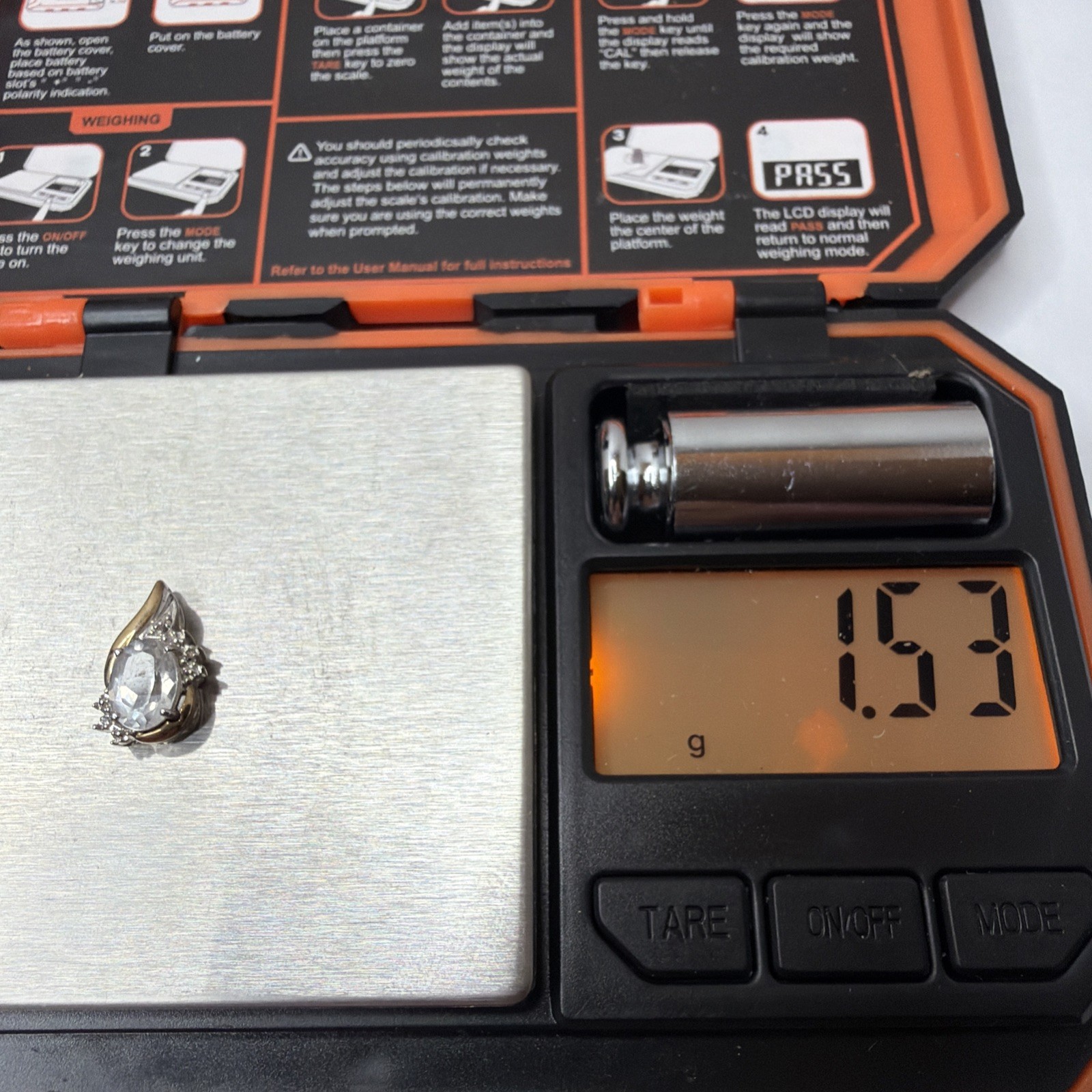 .925/10k Pendant 1.53g With Stone