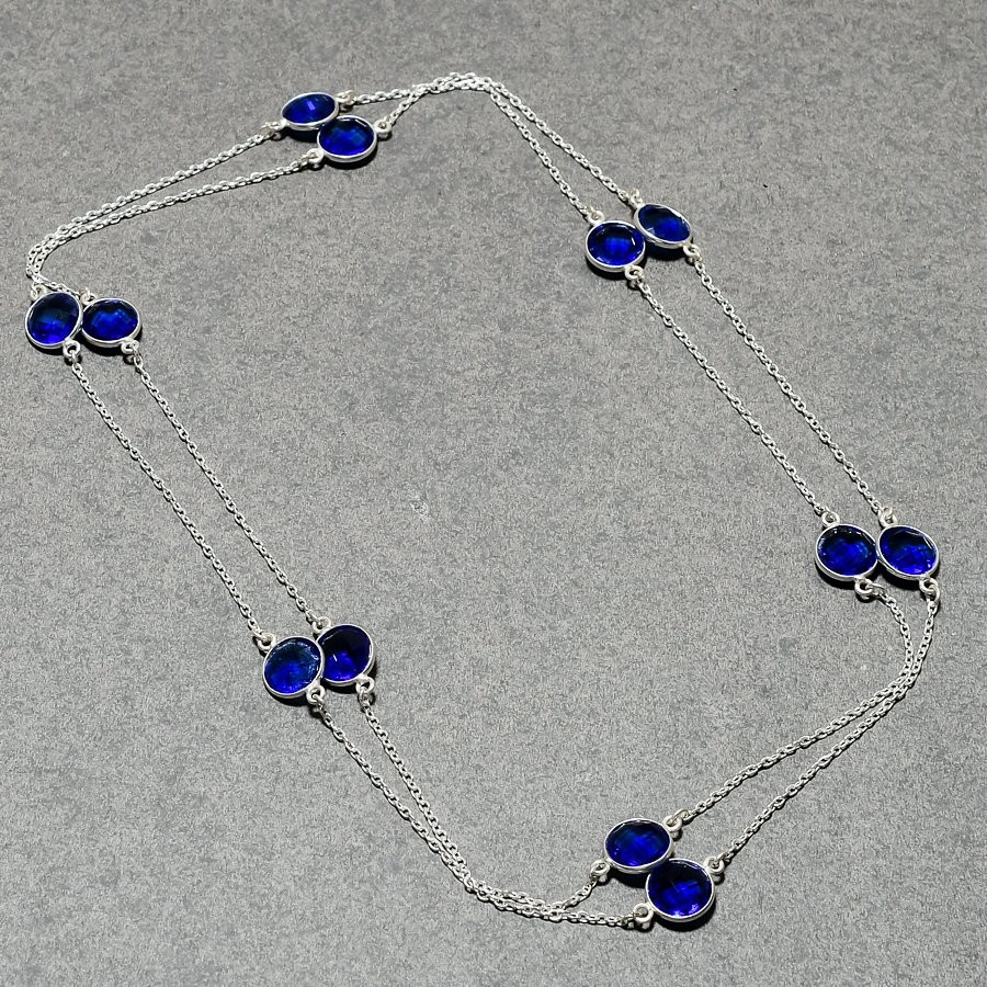 Tanzanite 925 Sterling Silver Gemstone Decent Chain Jewelry Necklace 36″ CH 5107
