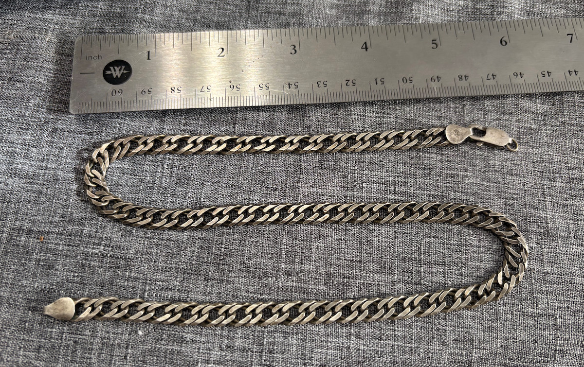 VINTAGE 925 Sterling Silver Chain Necklace (uncleaned) 26 grams (unknown maker)