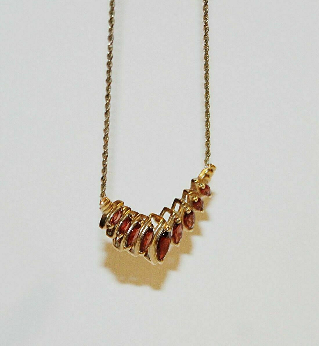 3Ct Marquise Cut Red Garnet “Tanmania” Necklace 14K Yellow Gold Finish