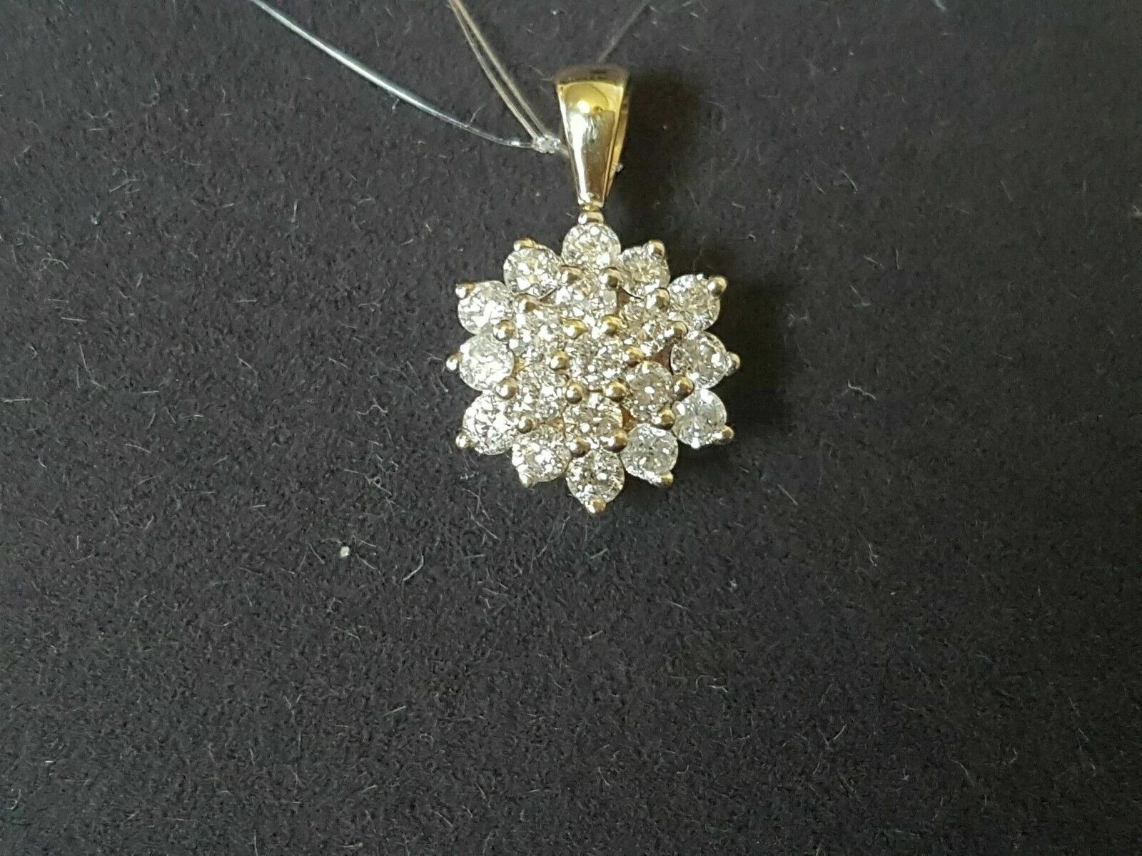 0.5Ct Real Moissanite Cluster Pendant 18″Chain 14k Yellow Gold Plated