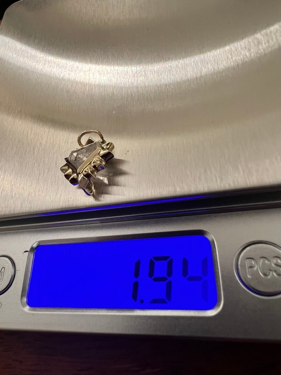 solid 14k gold shield pendant/bail feat rosecut shield icy diamond