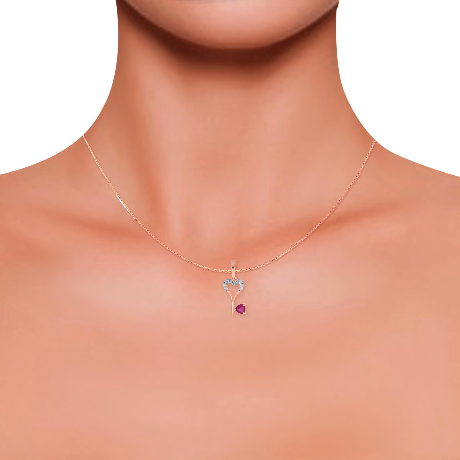 0.07 Ct 14K Rose Gold Love Key Diamond Pendant Jewelry For Women By Senco Gold